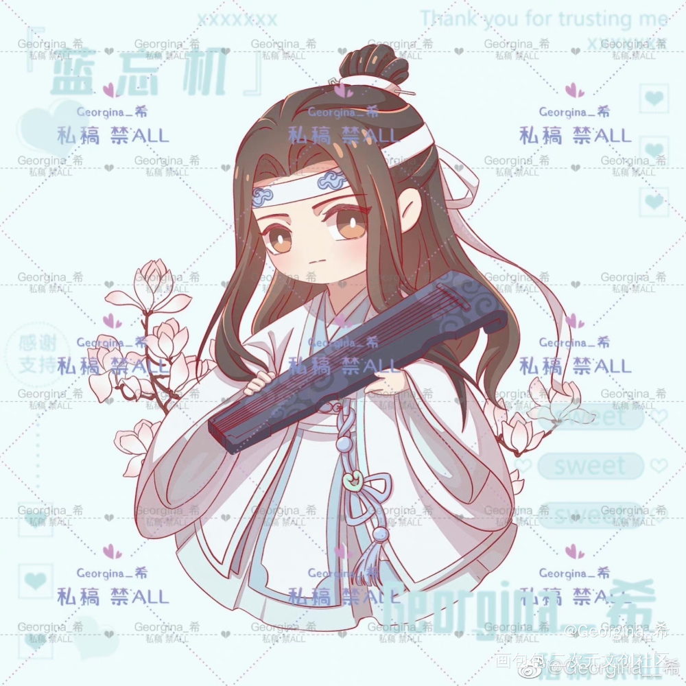 皎皎君子，泽世明珠。_魔道祖师蓝忘机Q版绘画作品