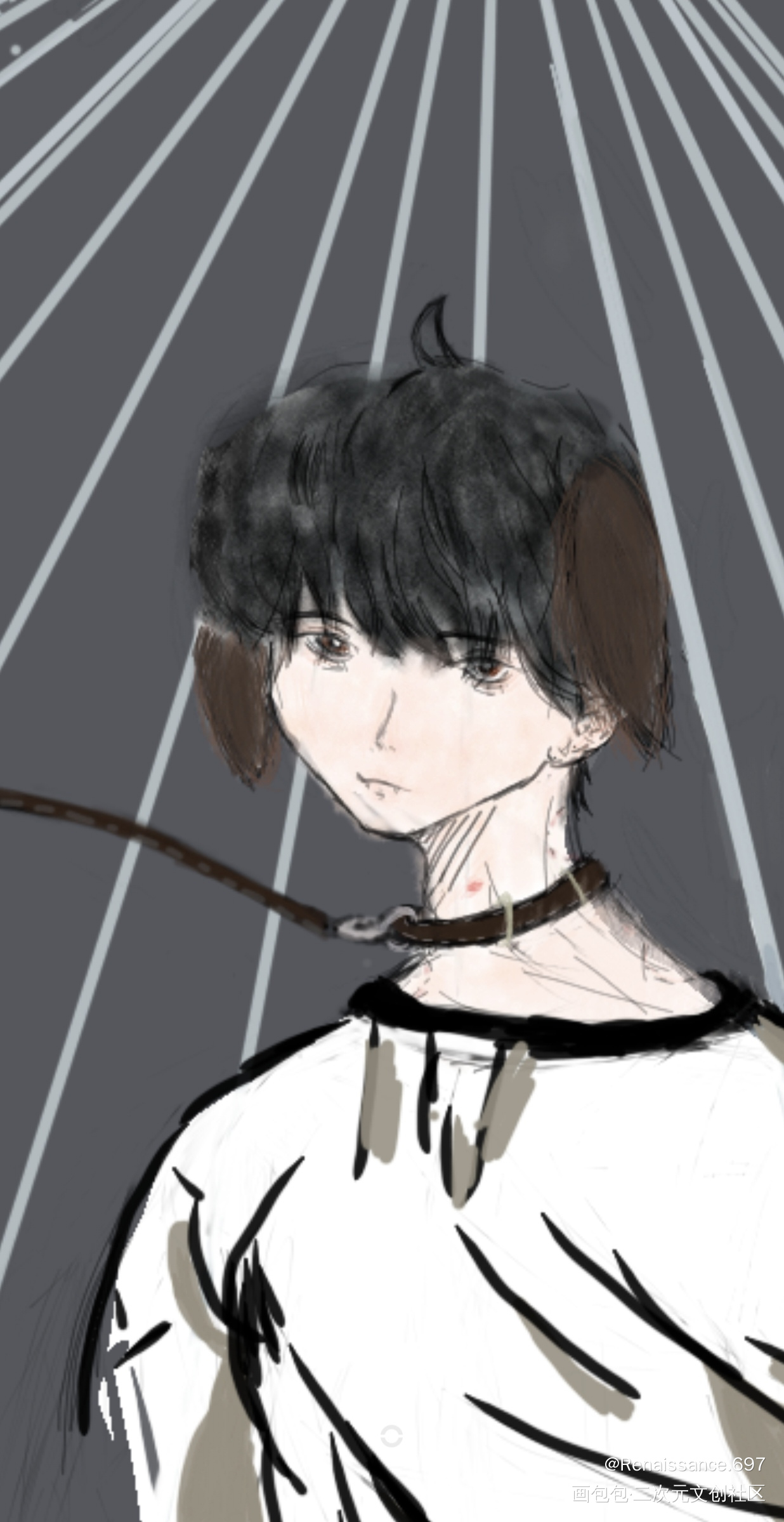 狗_188男团李简彩色漫画黑白简笔绘画作品