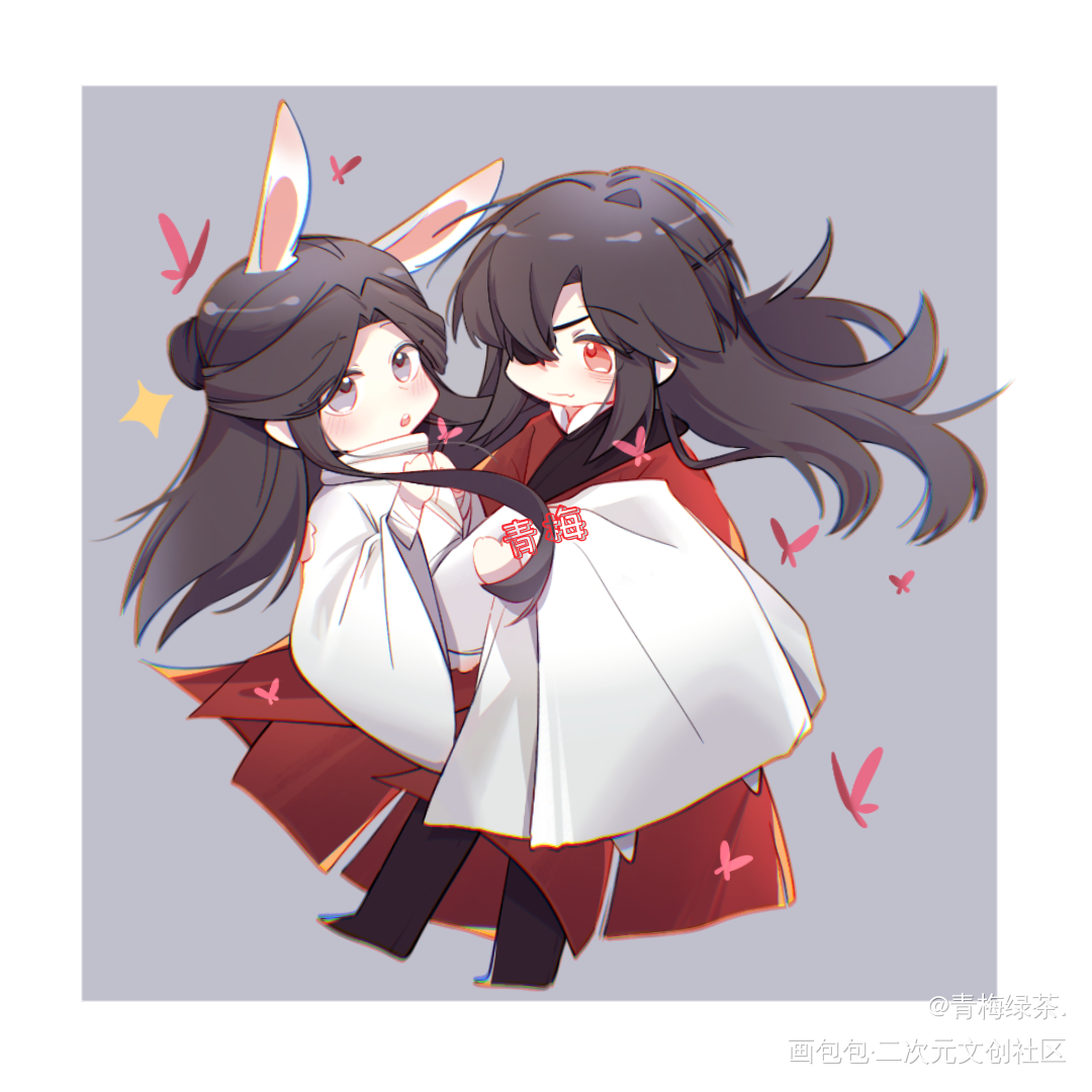 花花抱怜兔_天官赐福花怜绘画作品