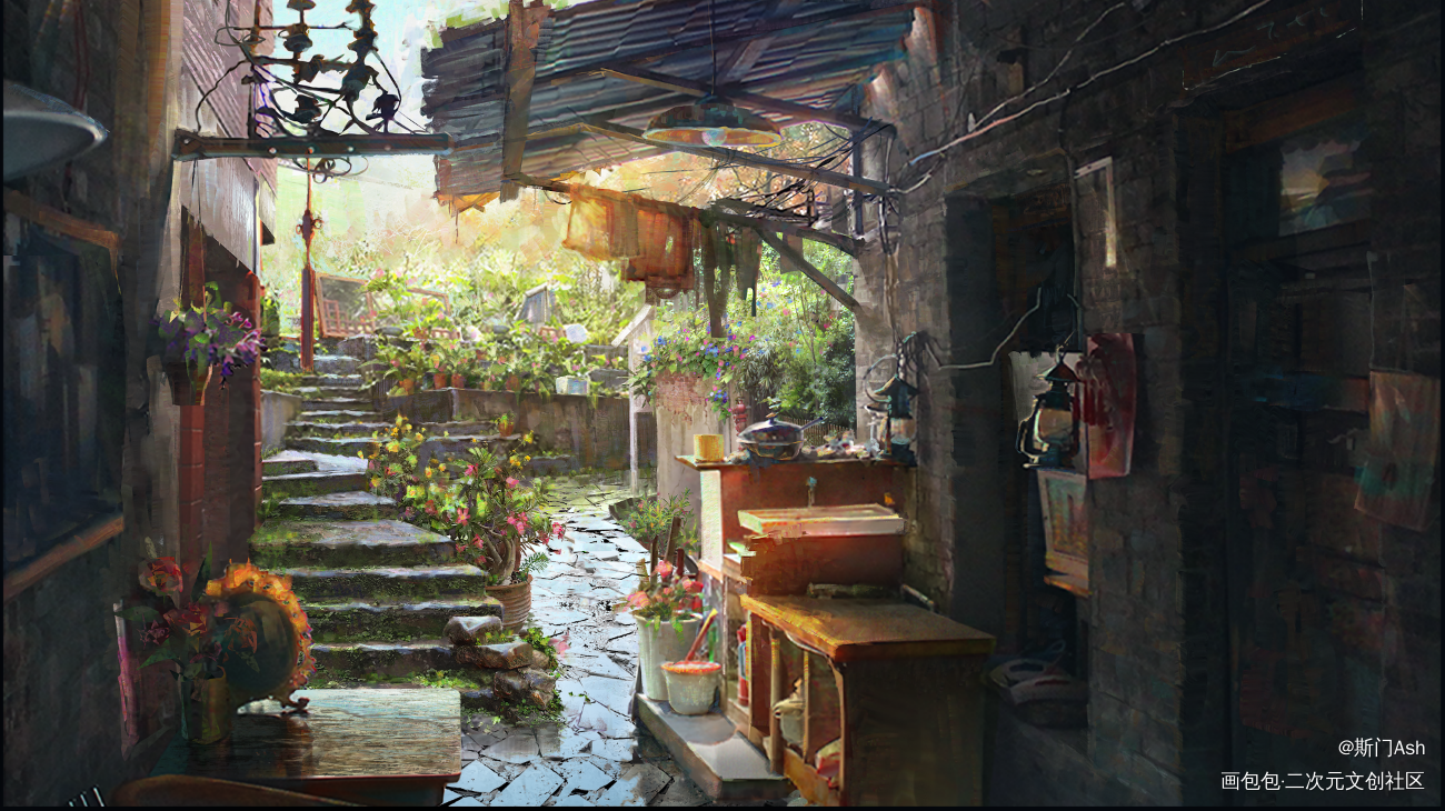 浮生_厚涂场景设计场景插画Asher原创绘画作品
