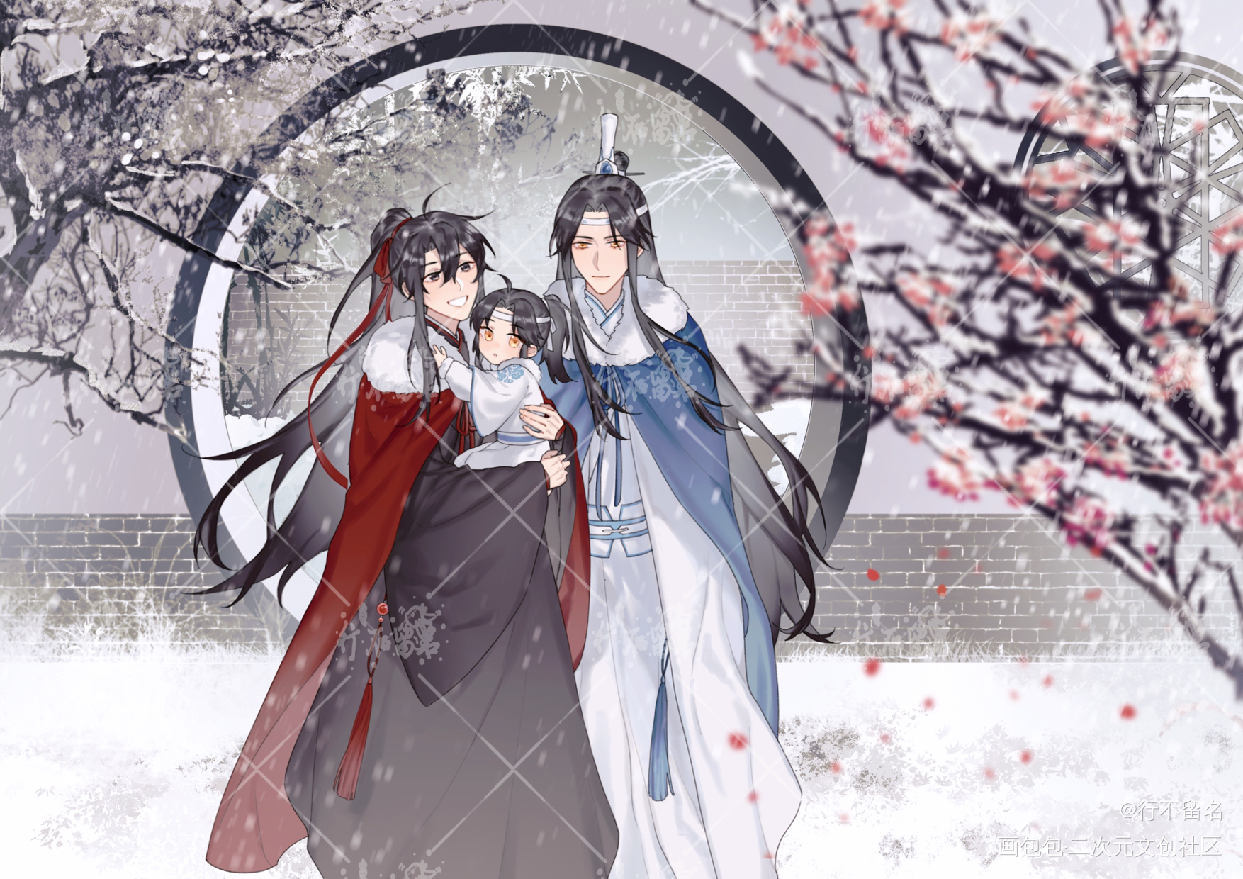 忘羡带崽02 开授权_魔道祖师忘羡蓝忘机魏无羡绘画作品