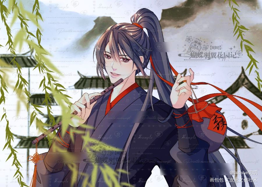 【约稿】恣意_魔道祖师忘羡魏无羡板绘涂古风厚涂绘画作品