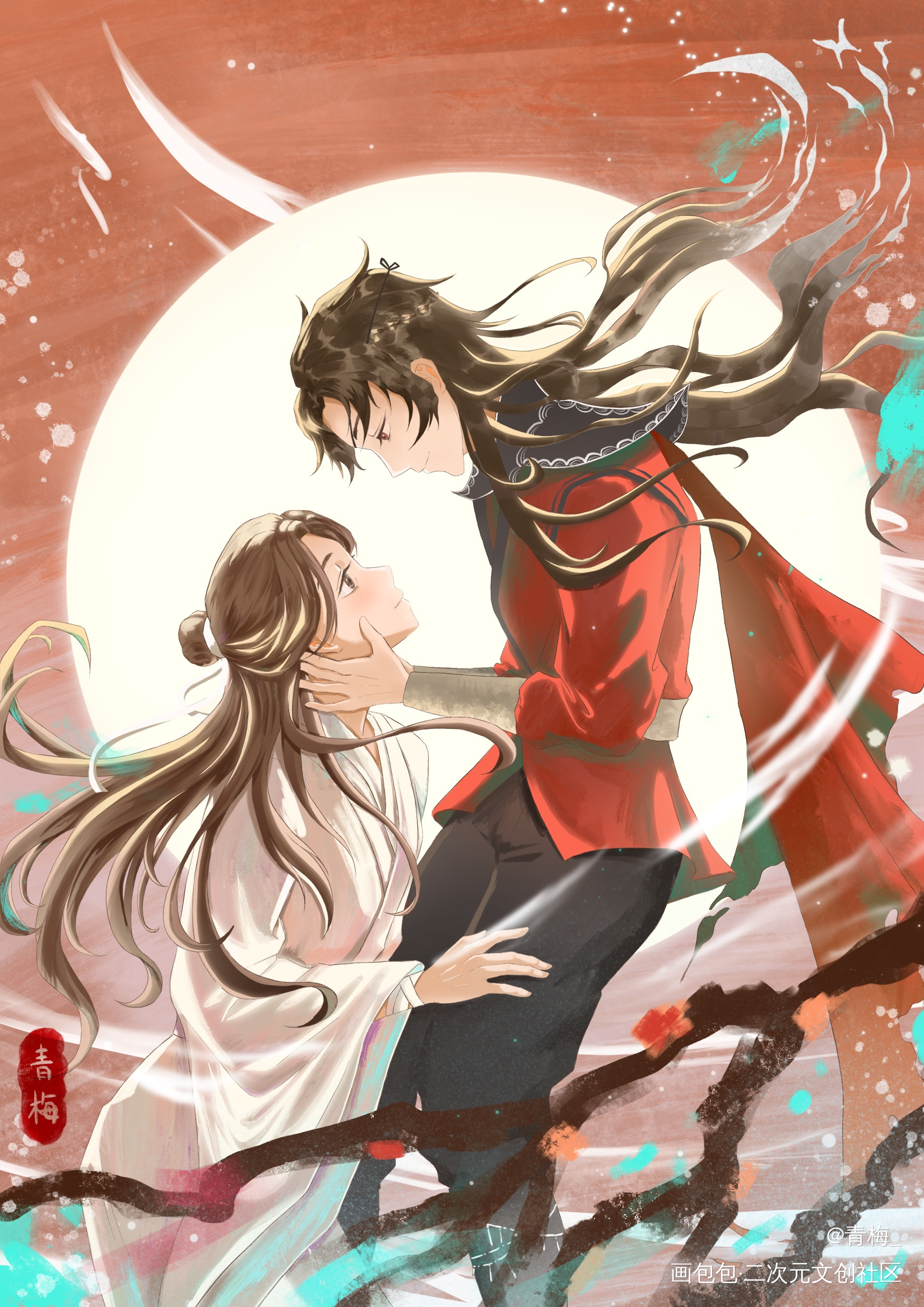 心爱之人_天官赐福花怜谢怜花城板绘涂绘画作品