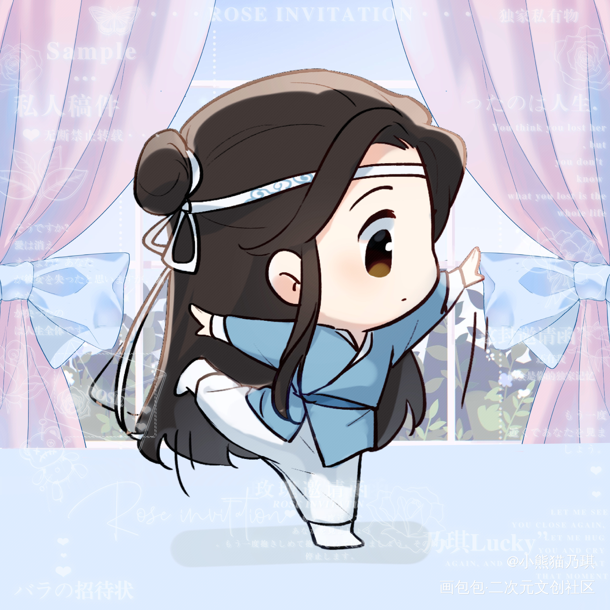 蓝忘机_魔道祖师忘羡蓝忘机Q版墨香铜臭绘画作品