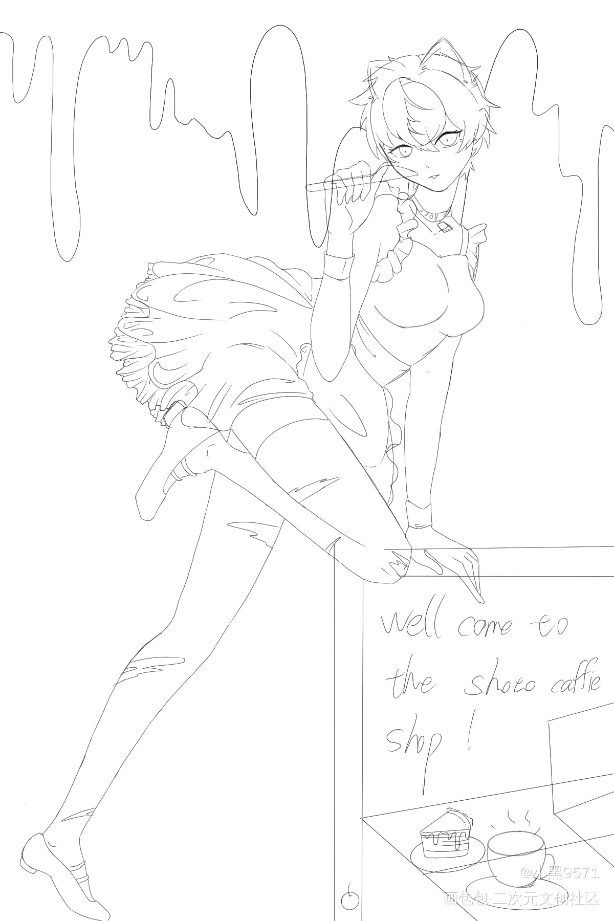 草稿_虚拟主播线稿shoto指绘绘画作品