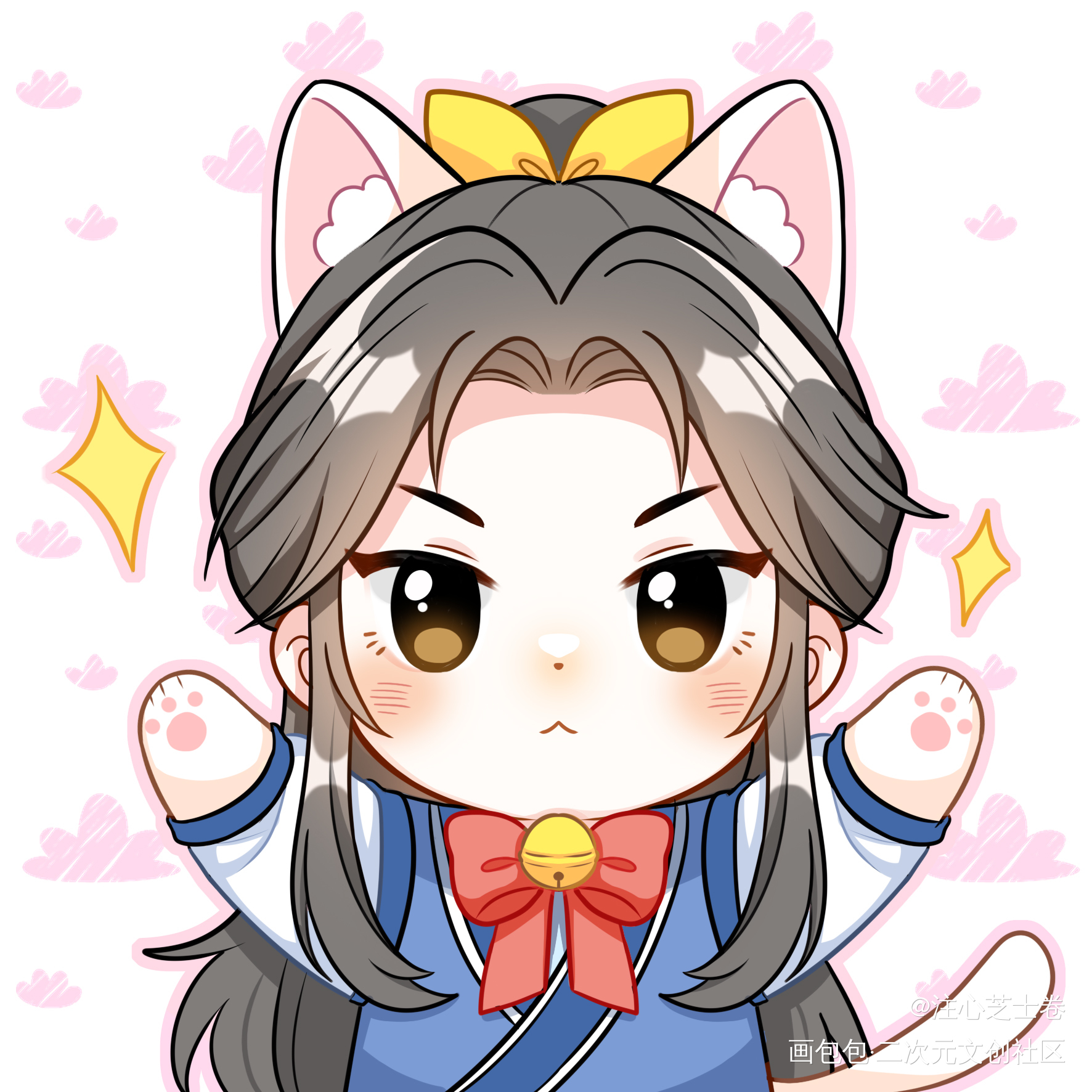爪爪_二哈和他的白猫师尊绘画作品