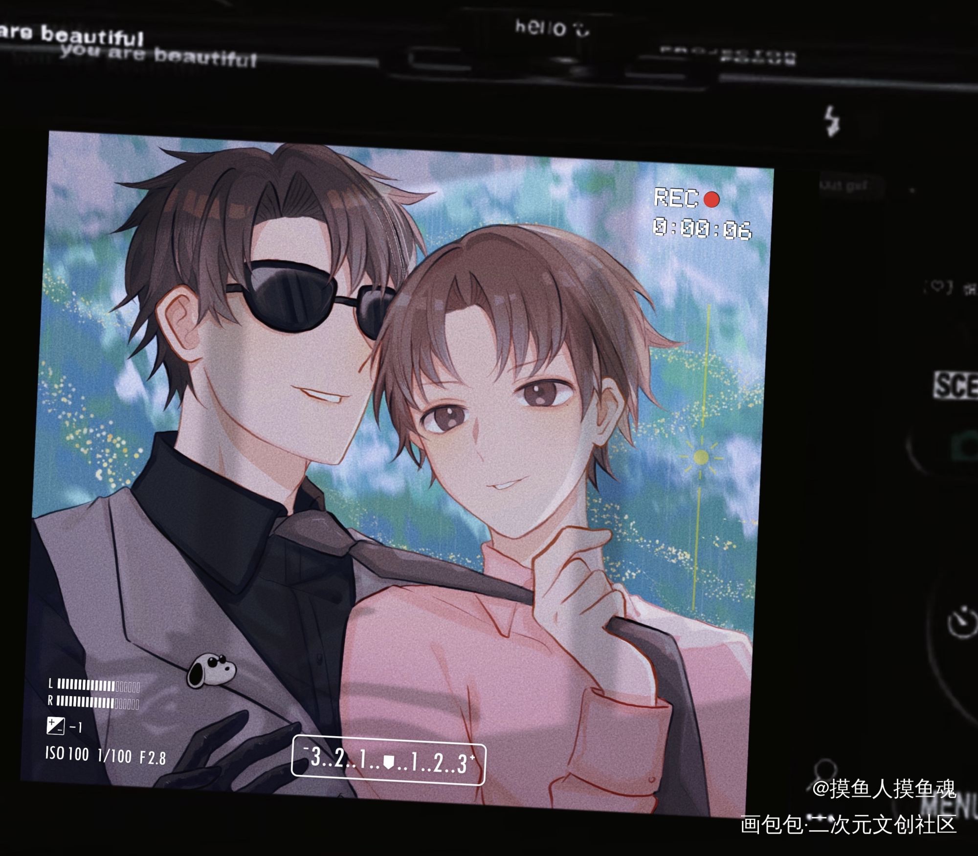 合照_盗墓笔记黑花黑瞎子解雨臣绘画作品