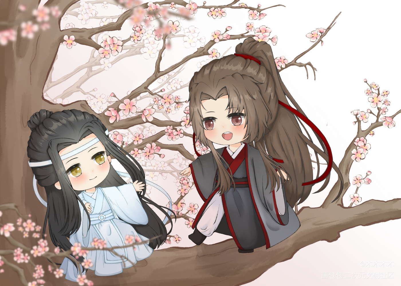 忘羡_魔道祖师忘羡Q版墨香铜臭绘画作品