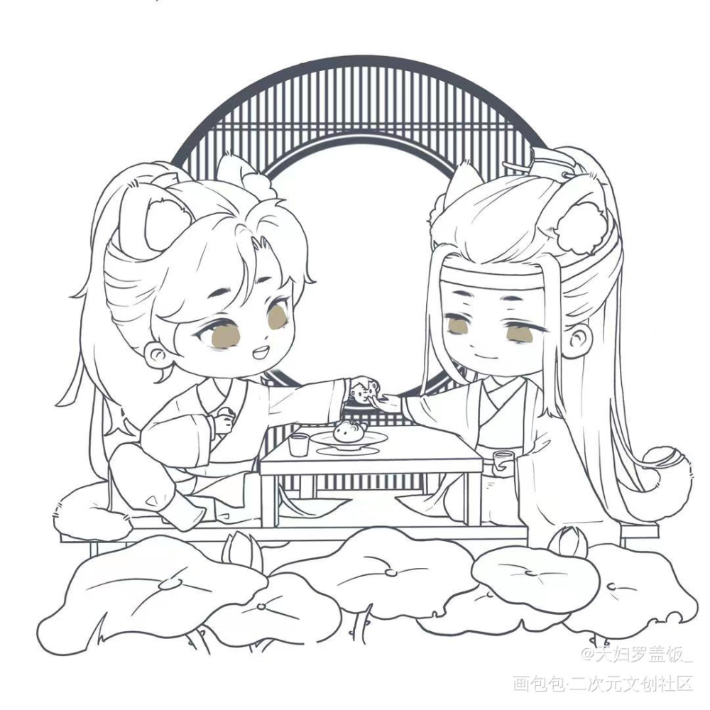 线稿_魔道祖师忘羡蓝忘机魏无羡绘画作品