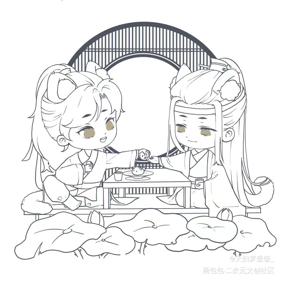 线稿_魔道祖师忘羡蓝忘机魏无羡绘画作品
