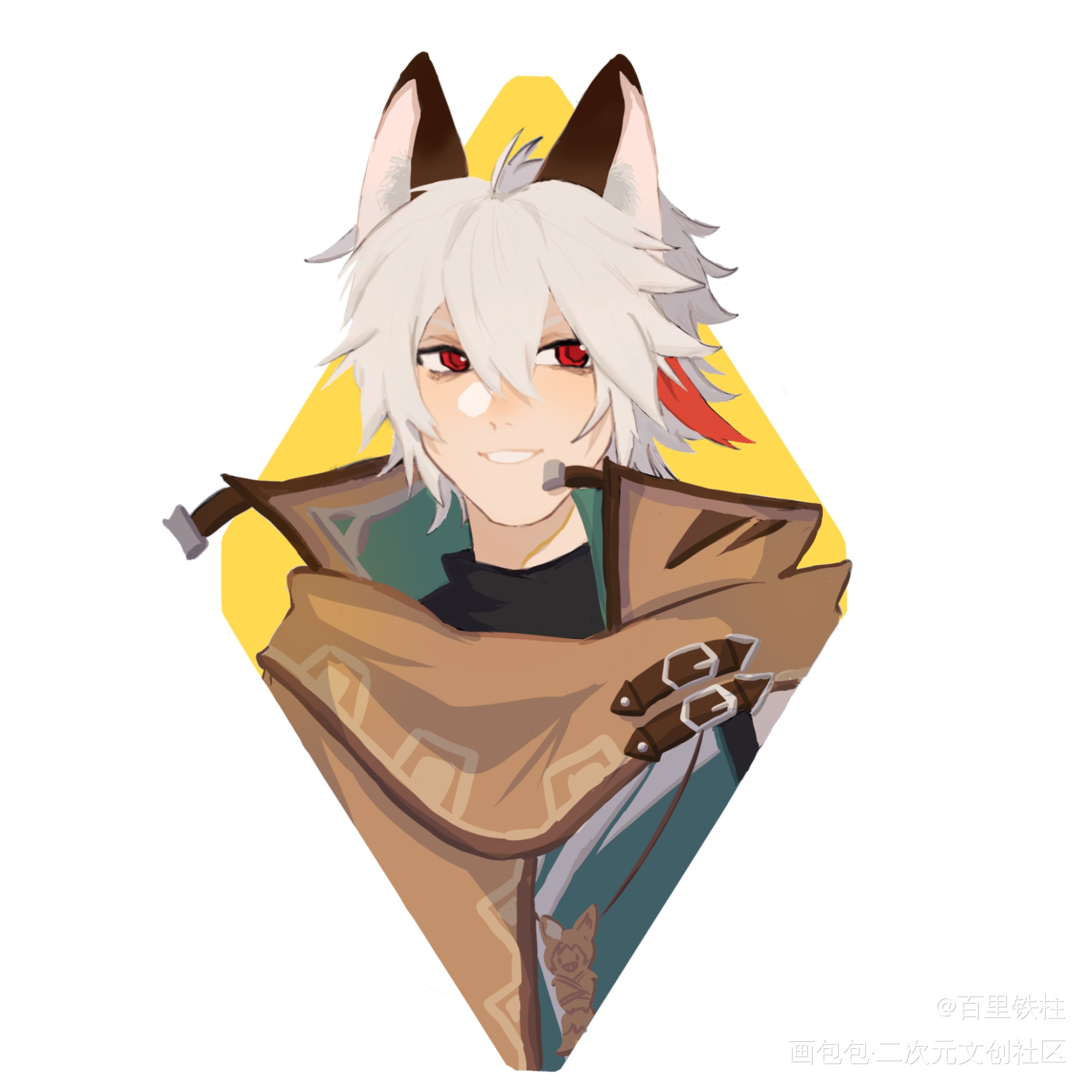 这周的摸鱼_王者荣耀百里守约平涂同人绘画作品