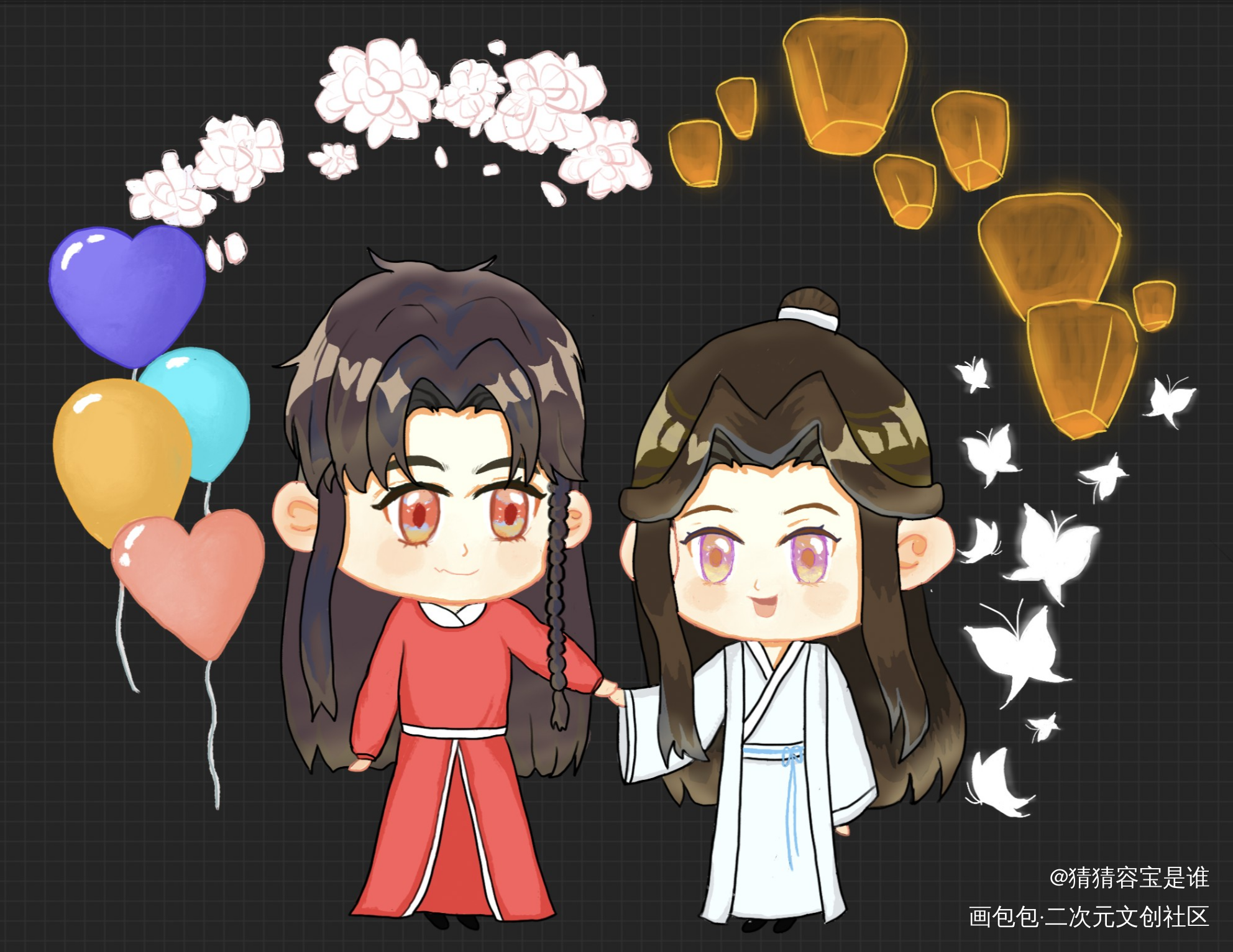 花怜永远热恋！_天官赐福花怜板绘涂绘画作品