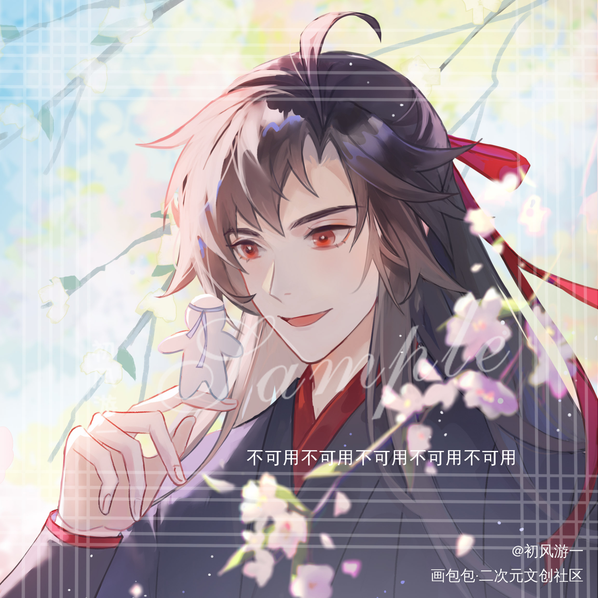 忘羡_魔道祖师忘羡蓝忘机魏无羡古风日系绘画作品