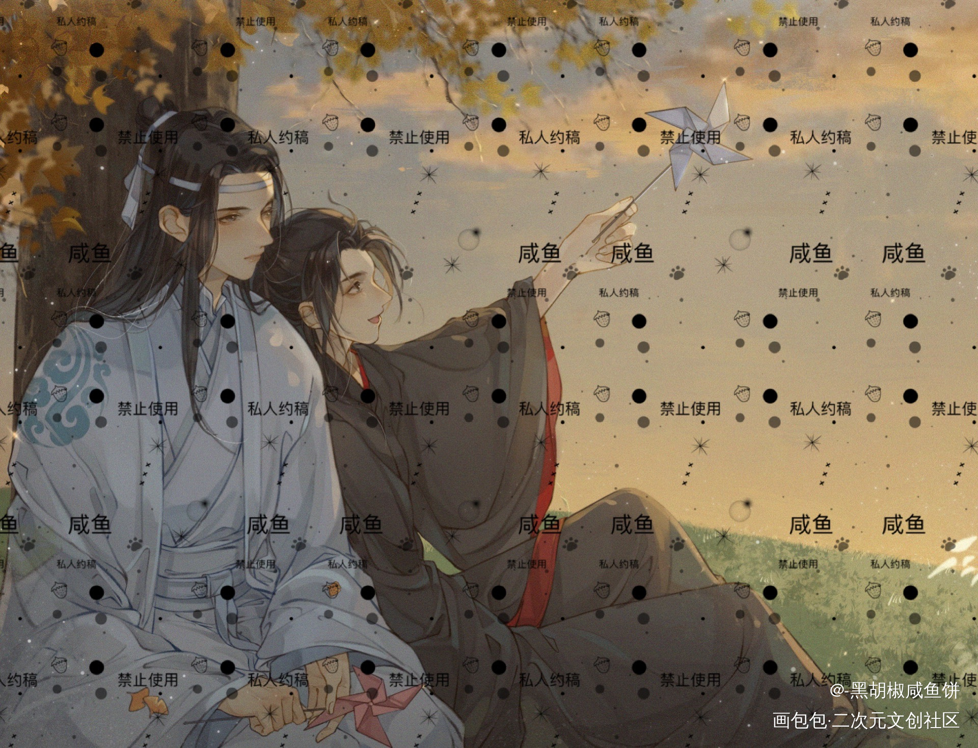 【忘羡】岁月静好_魔道祖师忘羡蓝忘机魏无羡绘画作品