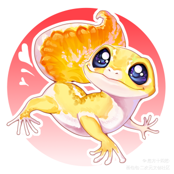 爬来爬去_平涂q版爬宠豹纹守宫原创绘画作品