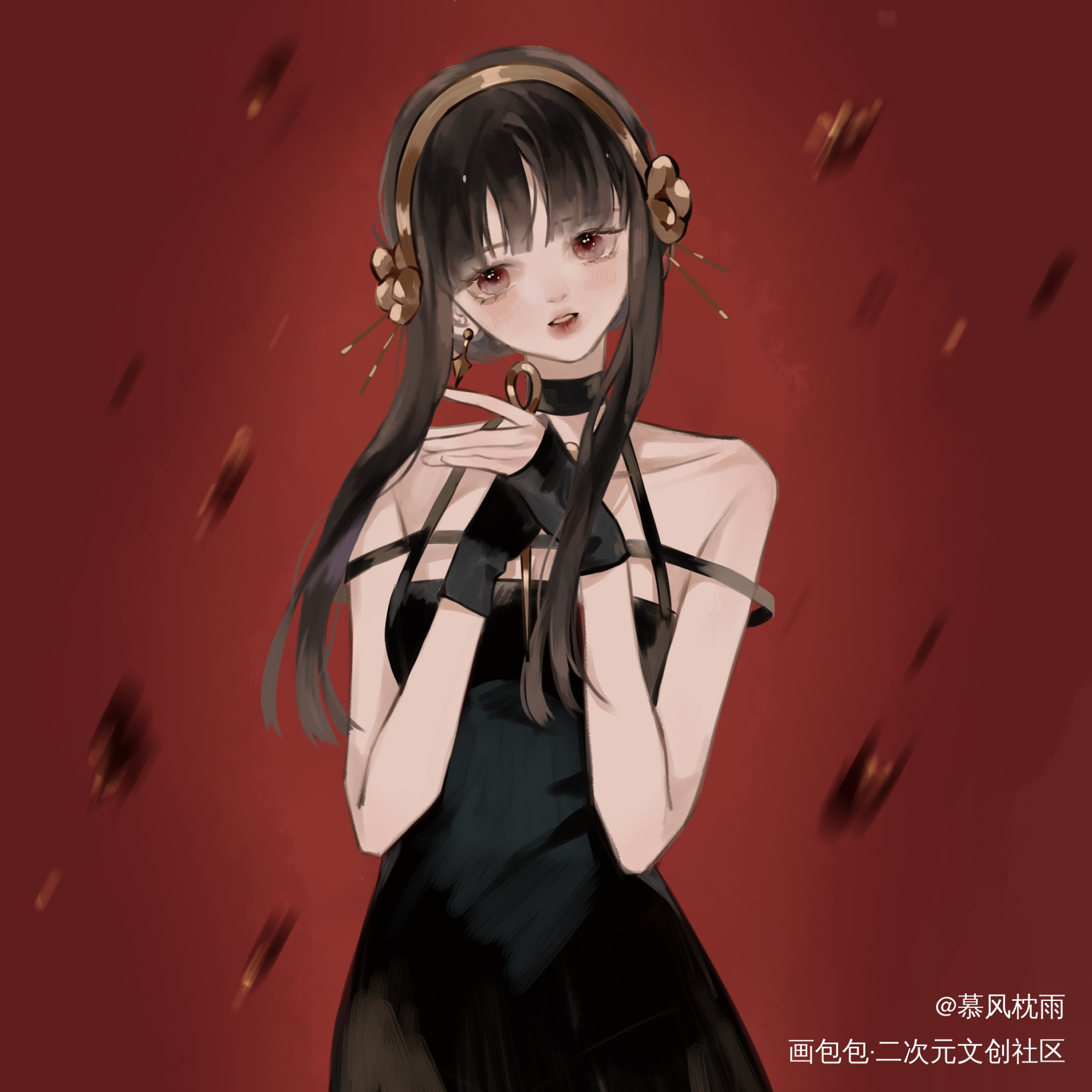 荆棘公主_间谍过家家厚涂平涂日系我要上首推插画同人约尔绘画作品