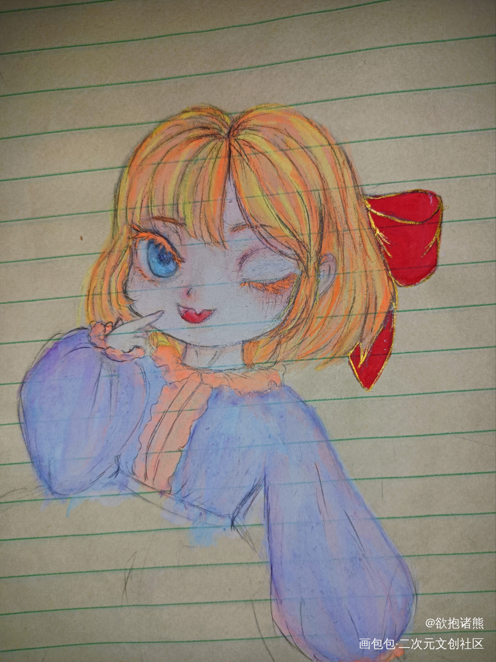 感觉再也不想在草稿本上上色了_铅笔摸鱼页绘画作品