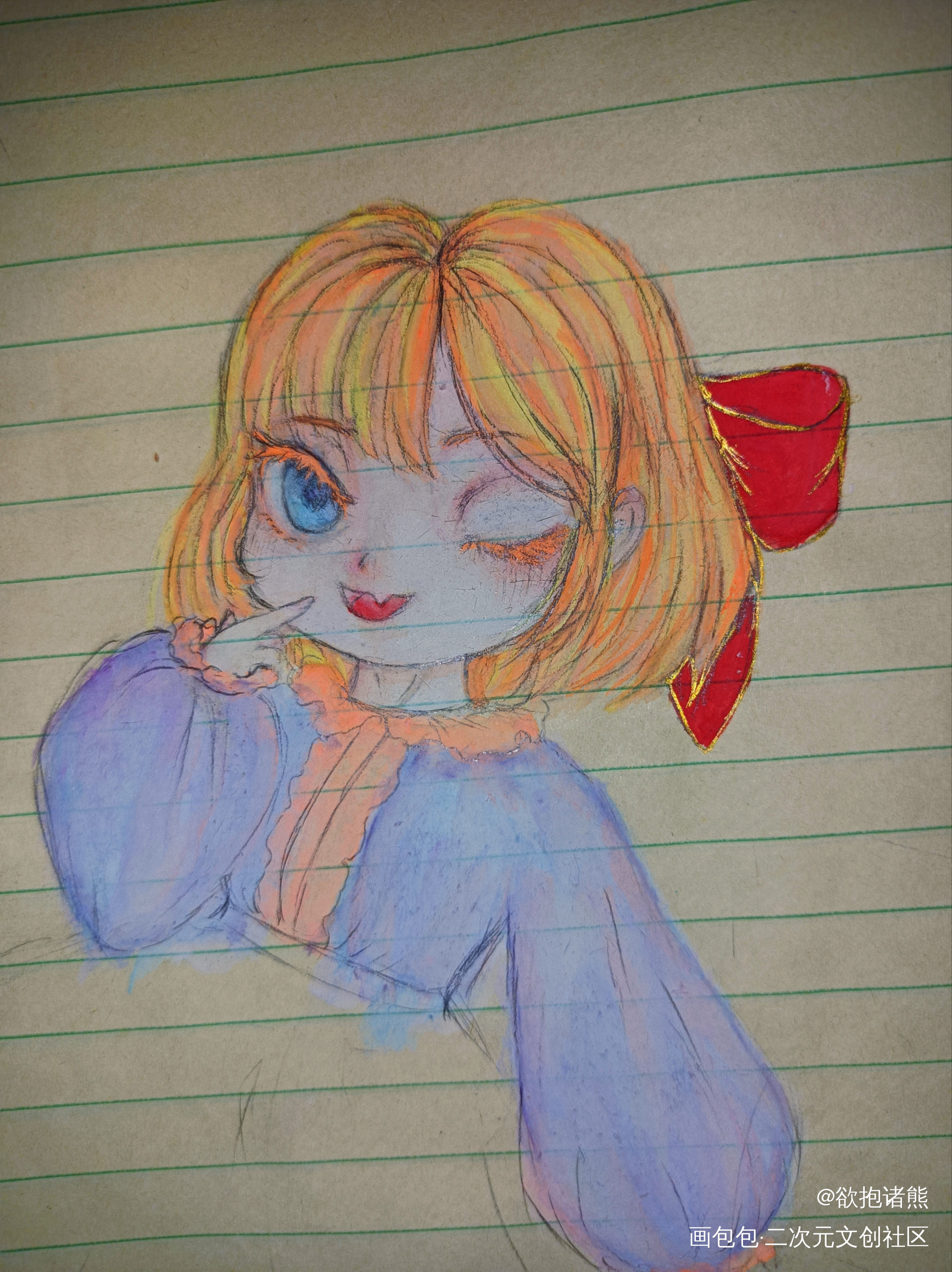 感觉再也不想在草稿本上上色了_铅笔摸鱼页绘画作品
