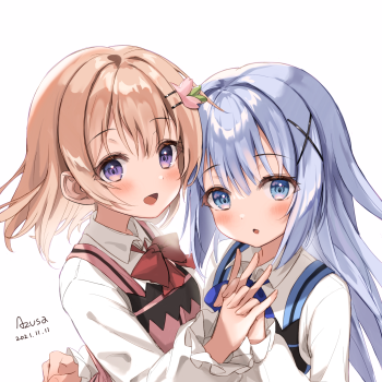 两只可可兔_香风智乃插画保登心爱请问您今天要来点兔子吗绘画作品