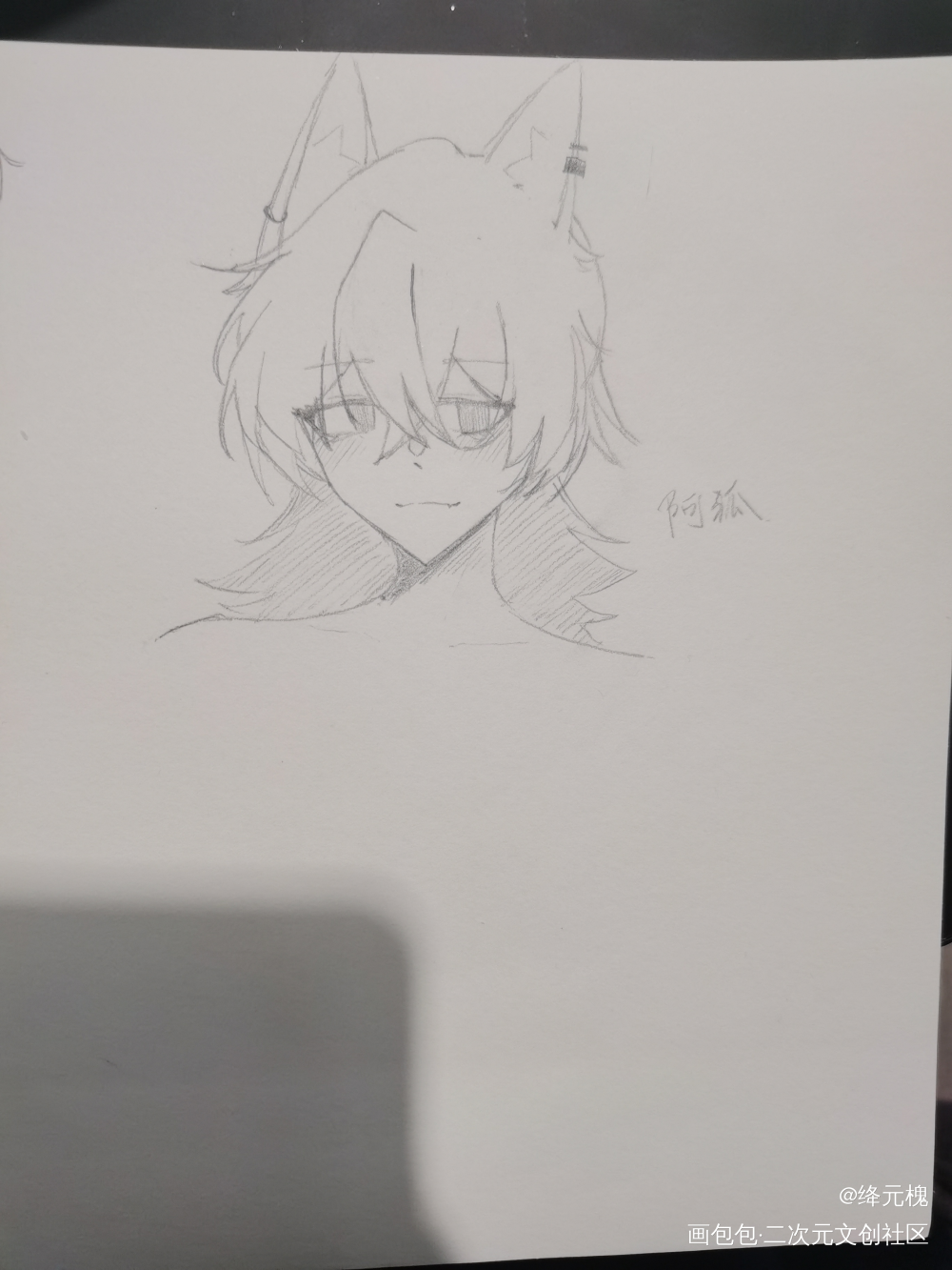 阿狐_铅笔黑白简笔绘画作品
