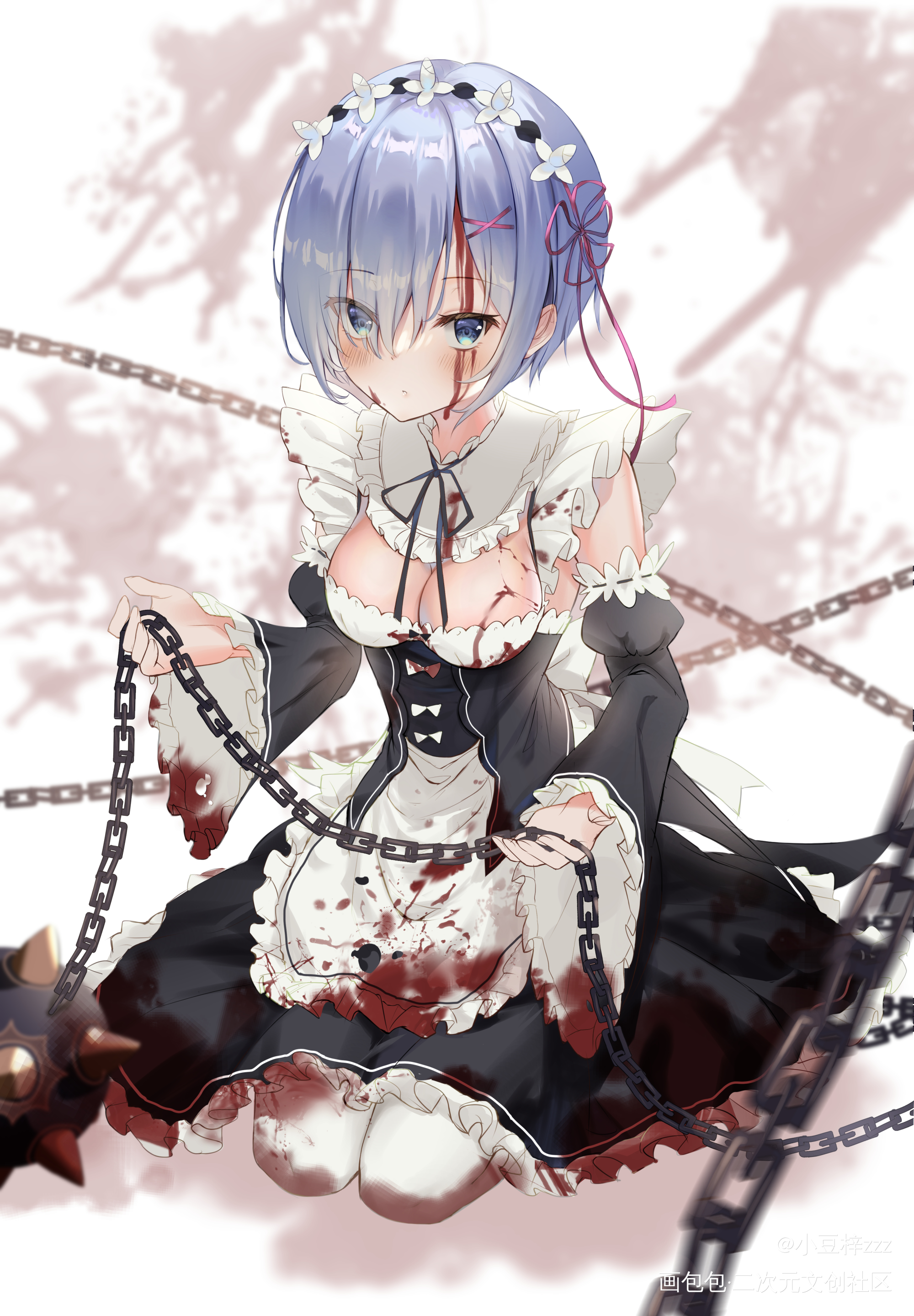 两只蕾姆_Re：从零开始的异世界生活蕾姆插画绘画作品
