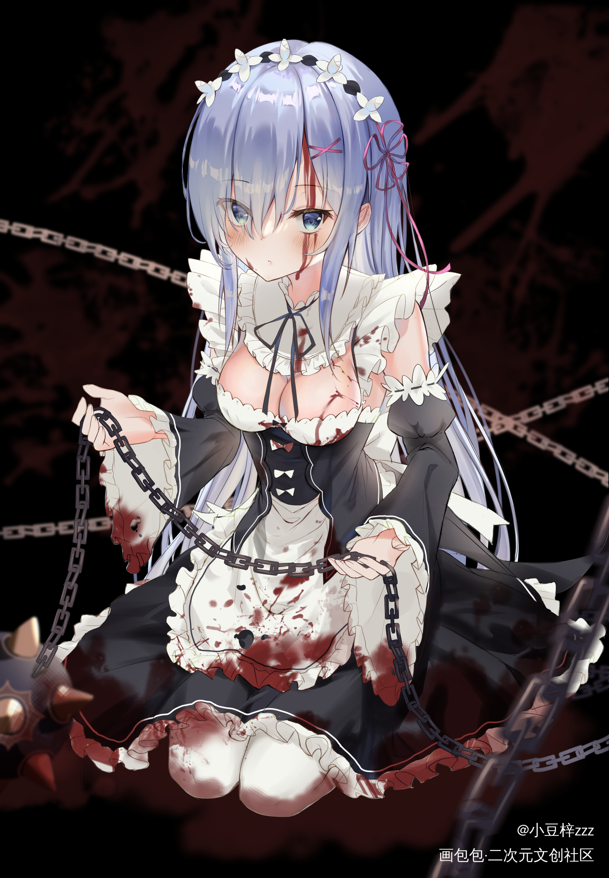 两只蕾姆_Re：从零开始的异世界生活蕾姆插画绘画作品