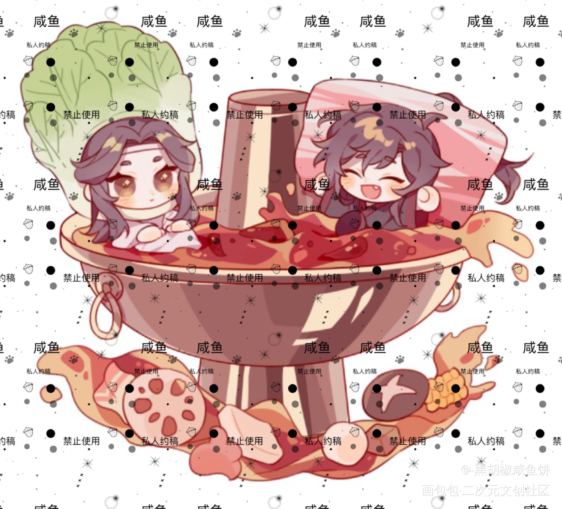 【忘羡】白菜被猪拱了?_魔道祖师忘羡蓝忘机魏无羡绘画作品