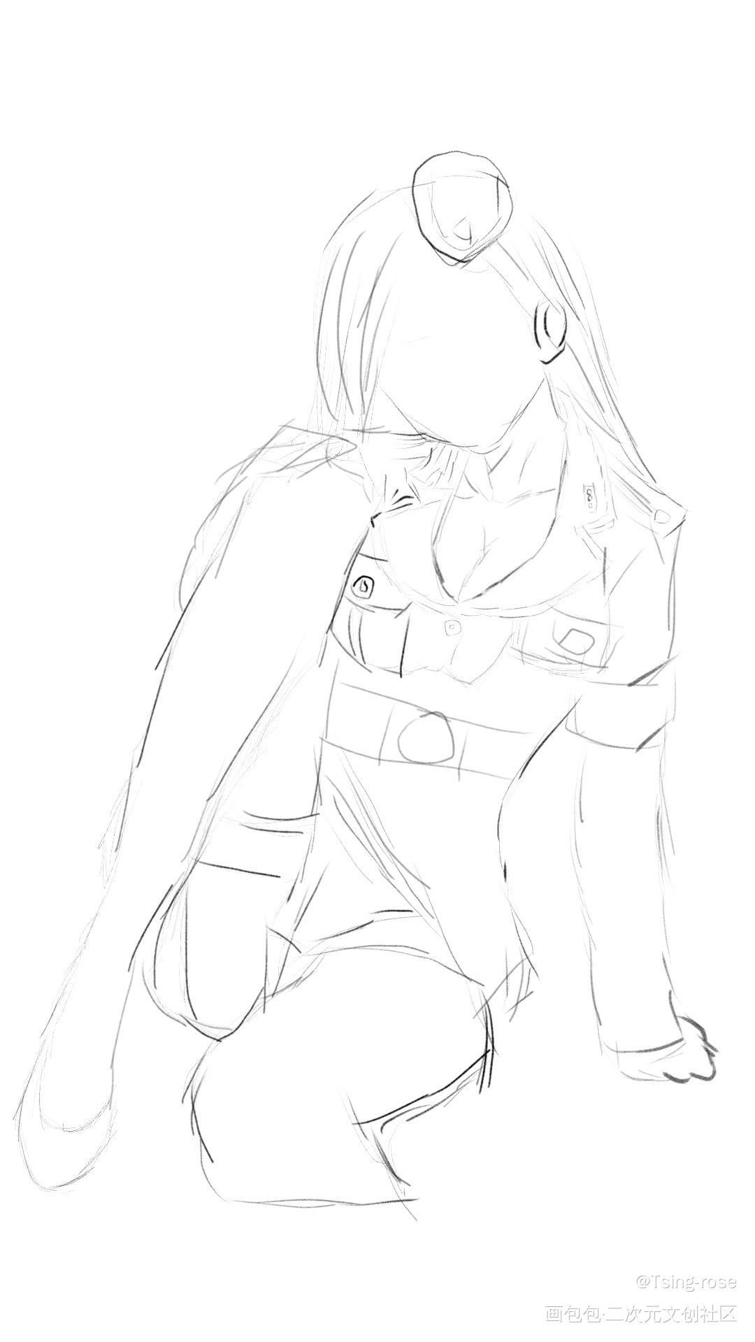 制服美女_铅笔摸鱼页绘画作品