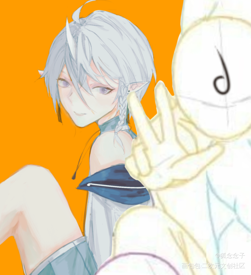 跟群友合绘，咱负责的部分_板绘涂平涂日系合绘小男孩yyds自家孩子绘画oc绘画作品