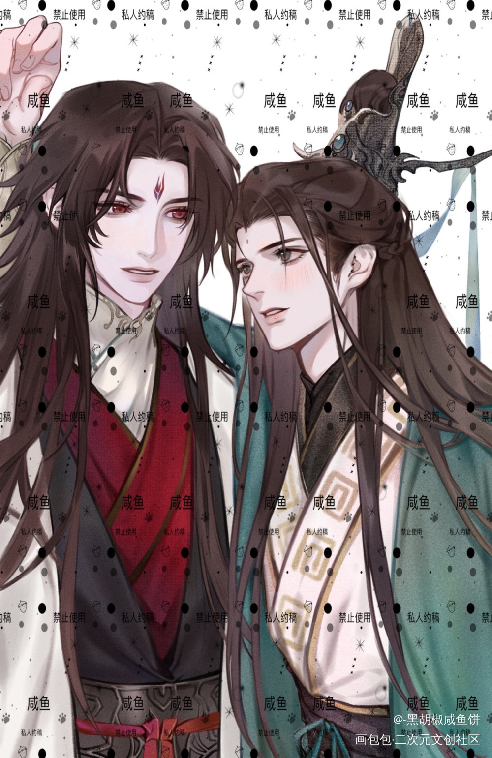 【冰秋】沈老师壁咚冰妹～_人渣反派自救系统冰秋沈清秋洛冰河绘画作品