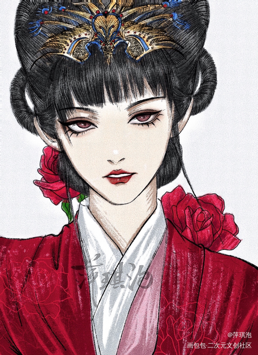 贾探春_红楼梦插画贾探春摸鱼绘画绘画作品