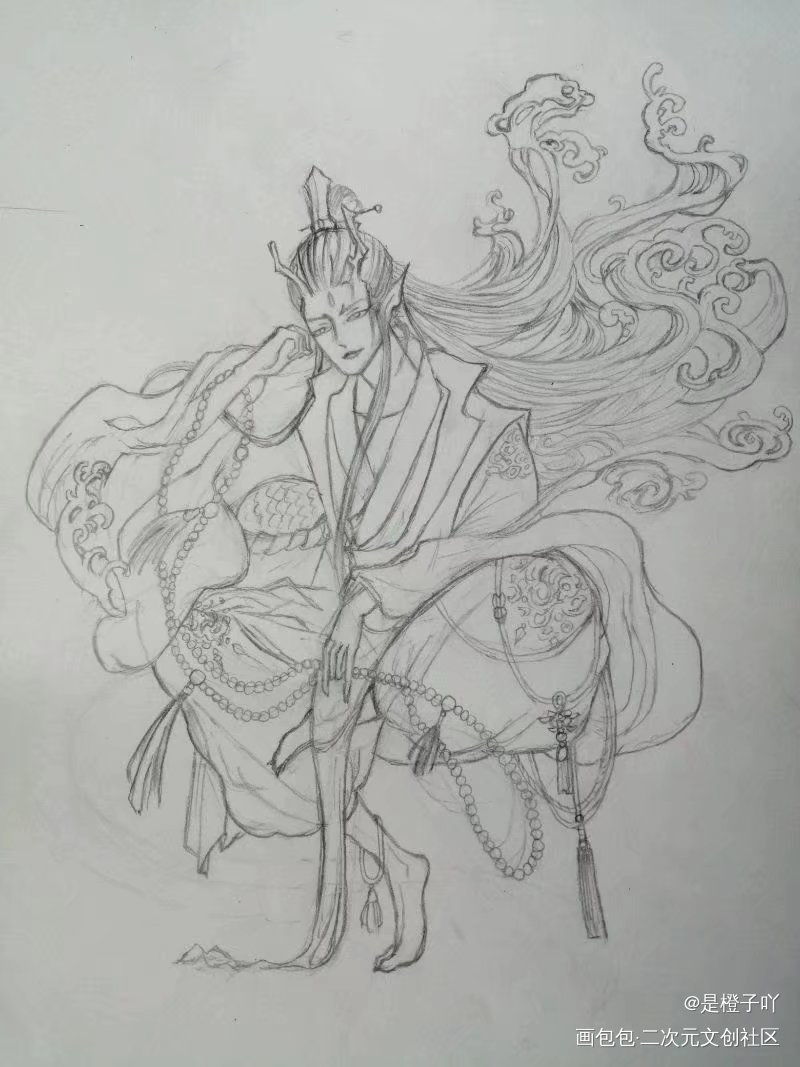 临摹_摸鱼页线稿临摹绘画作品