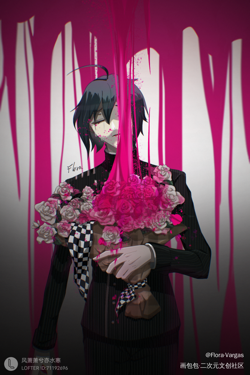 【最王】玫瑰_弹丸论破王马小吉最原终一弹丸论破v3绘画作品