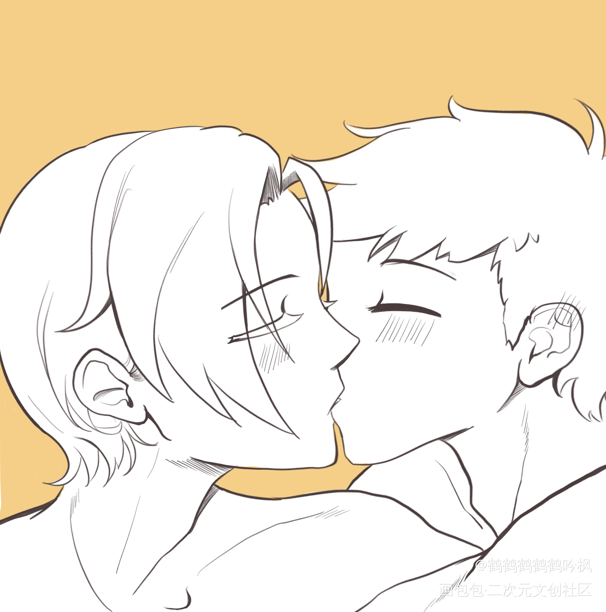 520亲亲_老婆孩子热炕头188男团周丁黑白简笔绘画作品