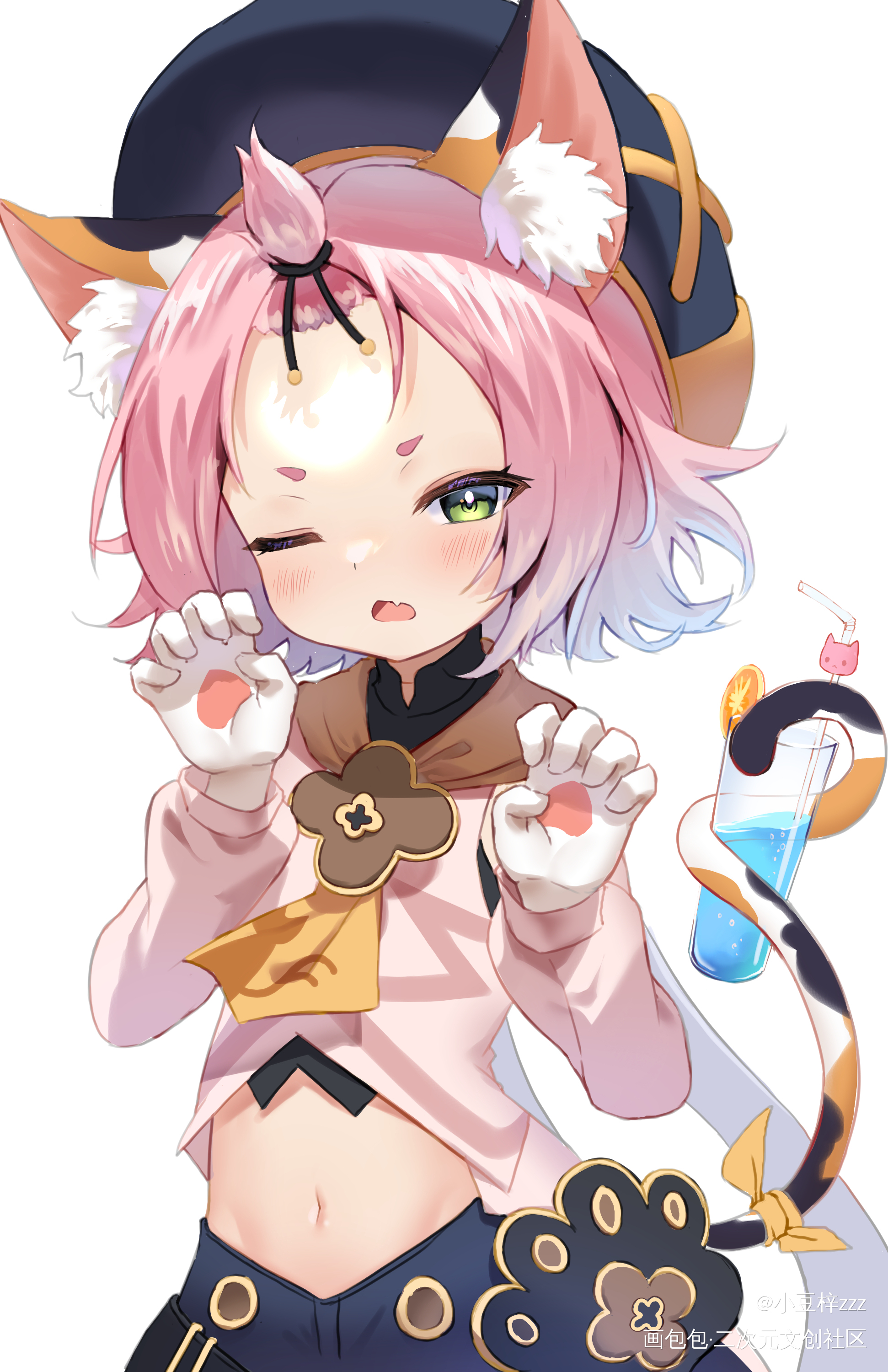 一只猫猫_原神迪奥娜插画绘画作品