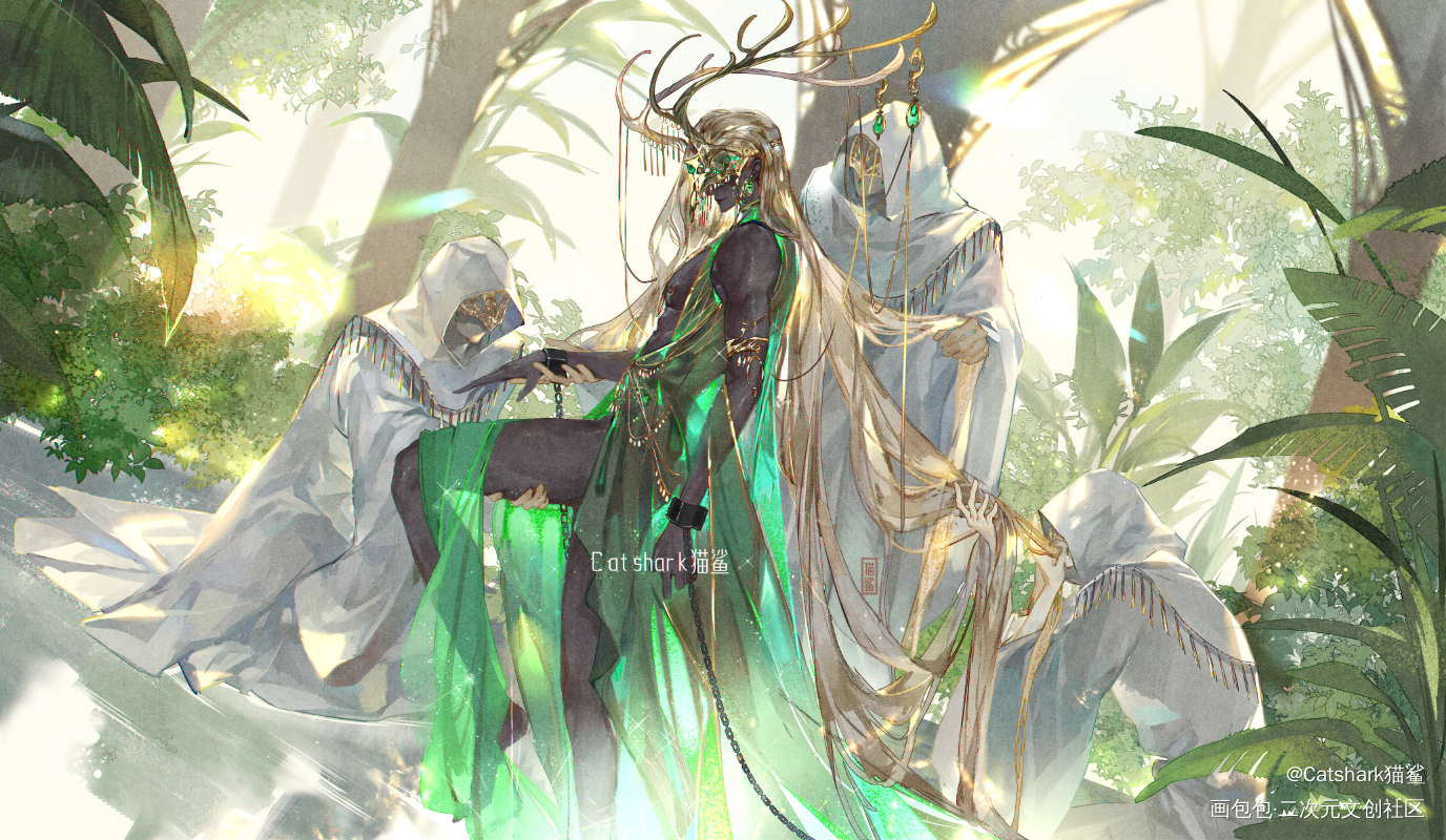 翡翠王后_精灵摸鱼页oc绘画作品