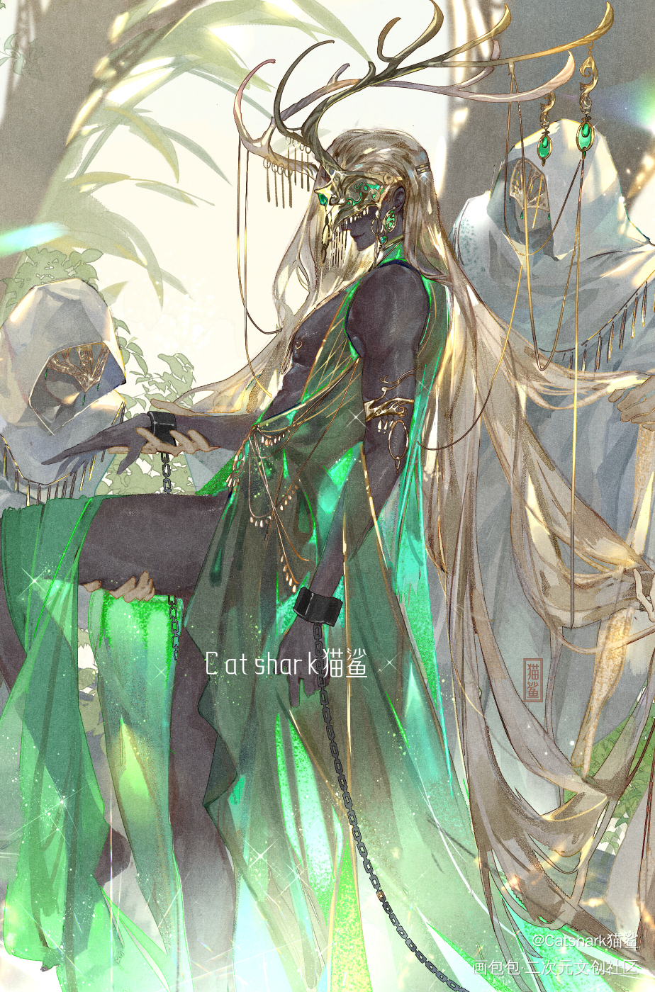 翡翠王后_精灵摸鱼页oc绘画作品