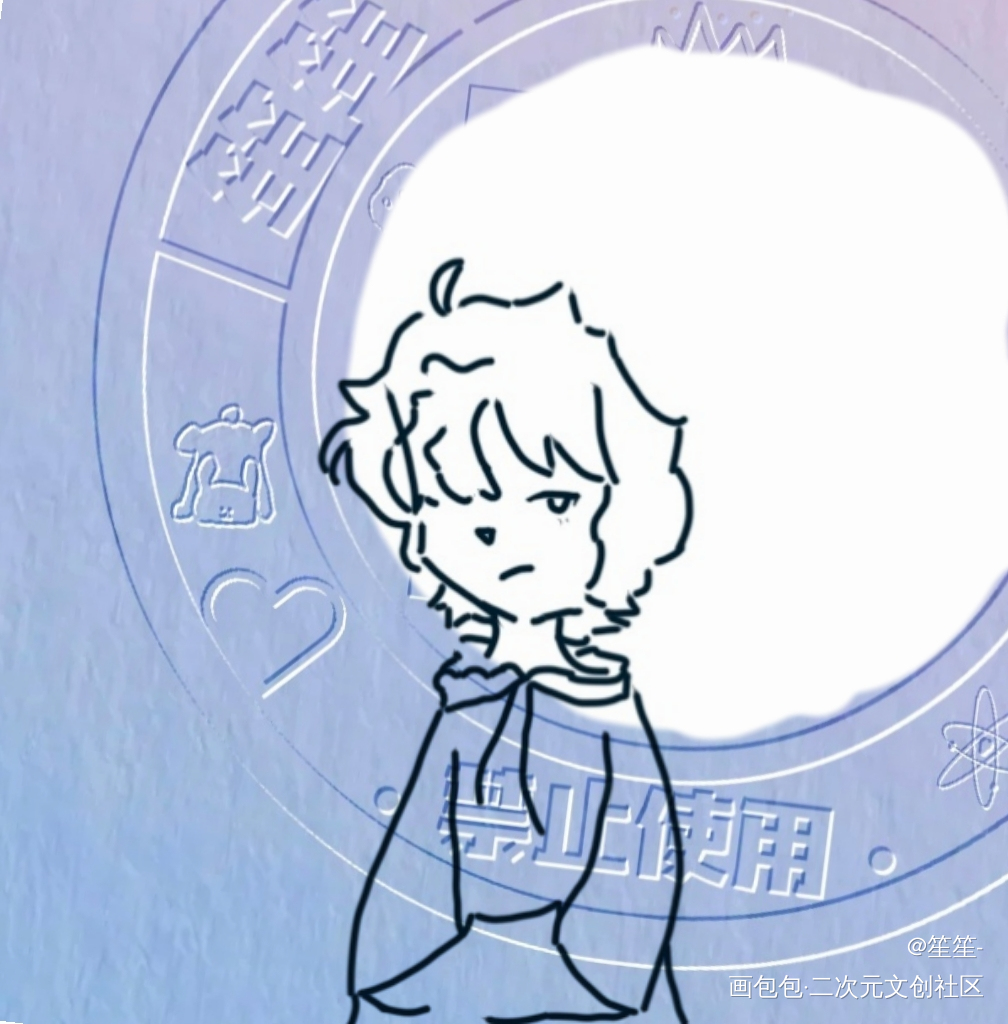 oc_黑白简笔Q版头像约稿指绘约稿绘画oc绘画作品