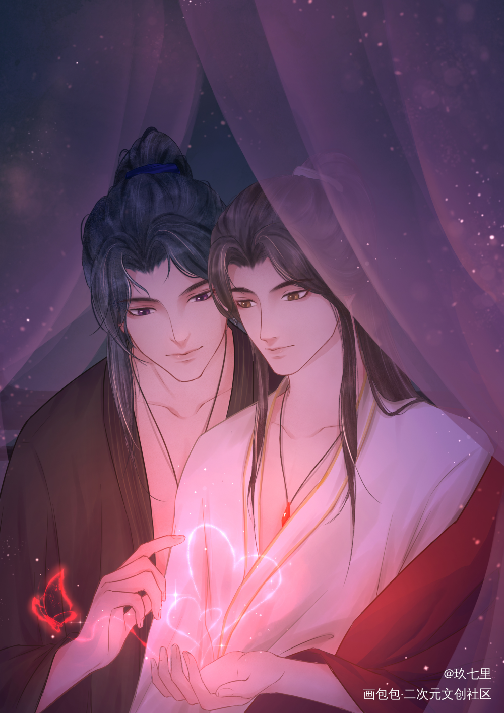 520快乐_二哈和他的白猫师尊燃晚古风绘画作品