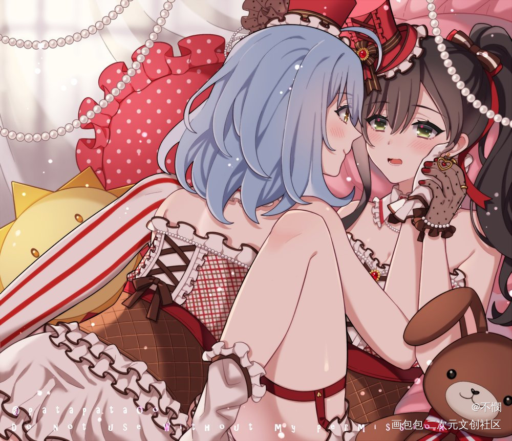 百合的约稿～_画手约稿平涂日系女孩子百合同人约稿绘画作品