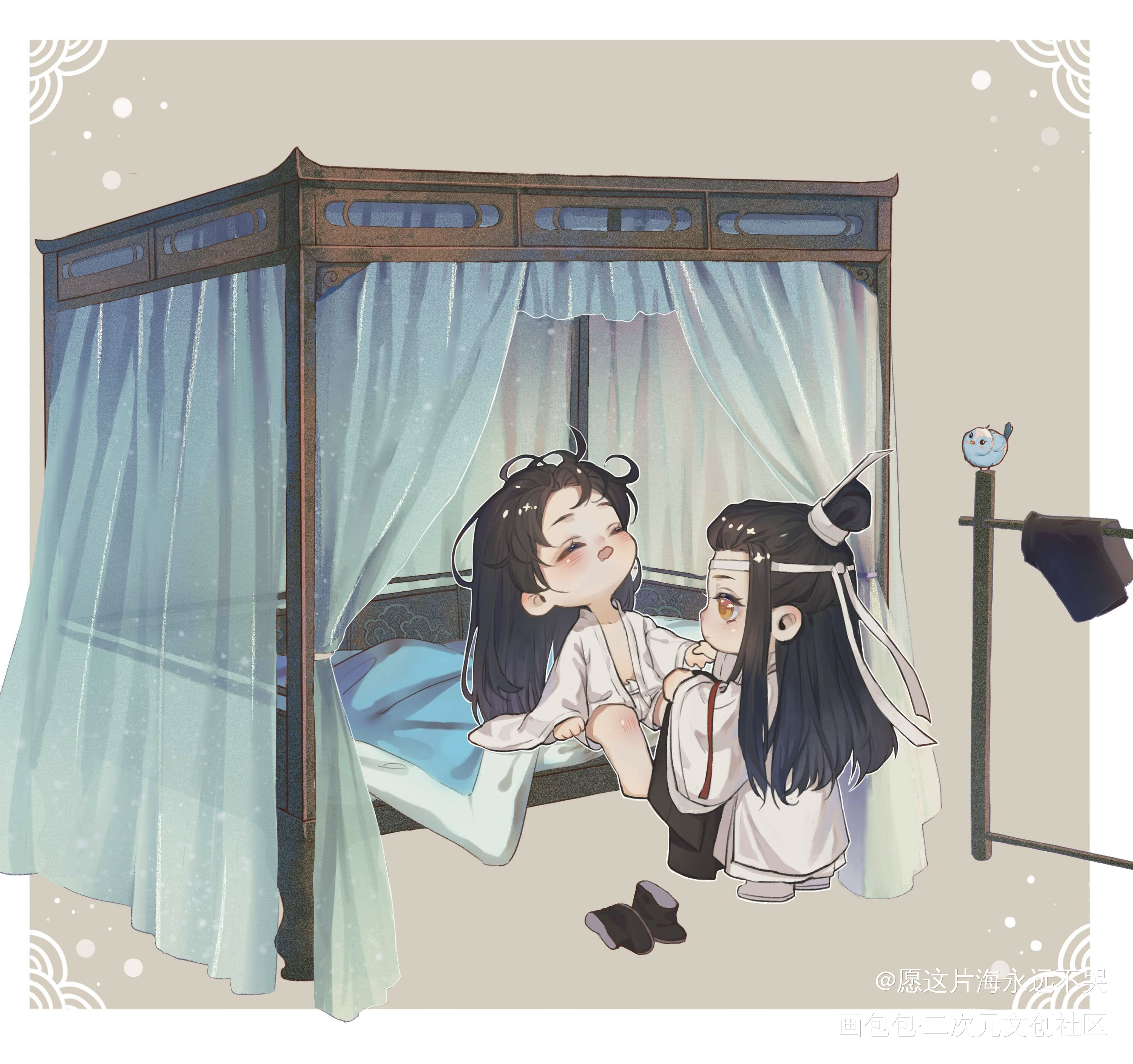 忘羡-起床_魔道祖师忘羡绘画作品