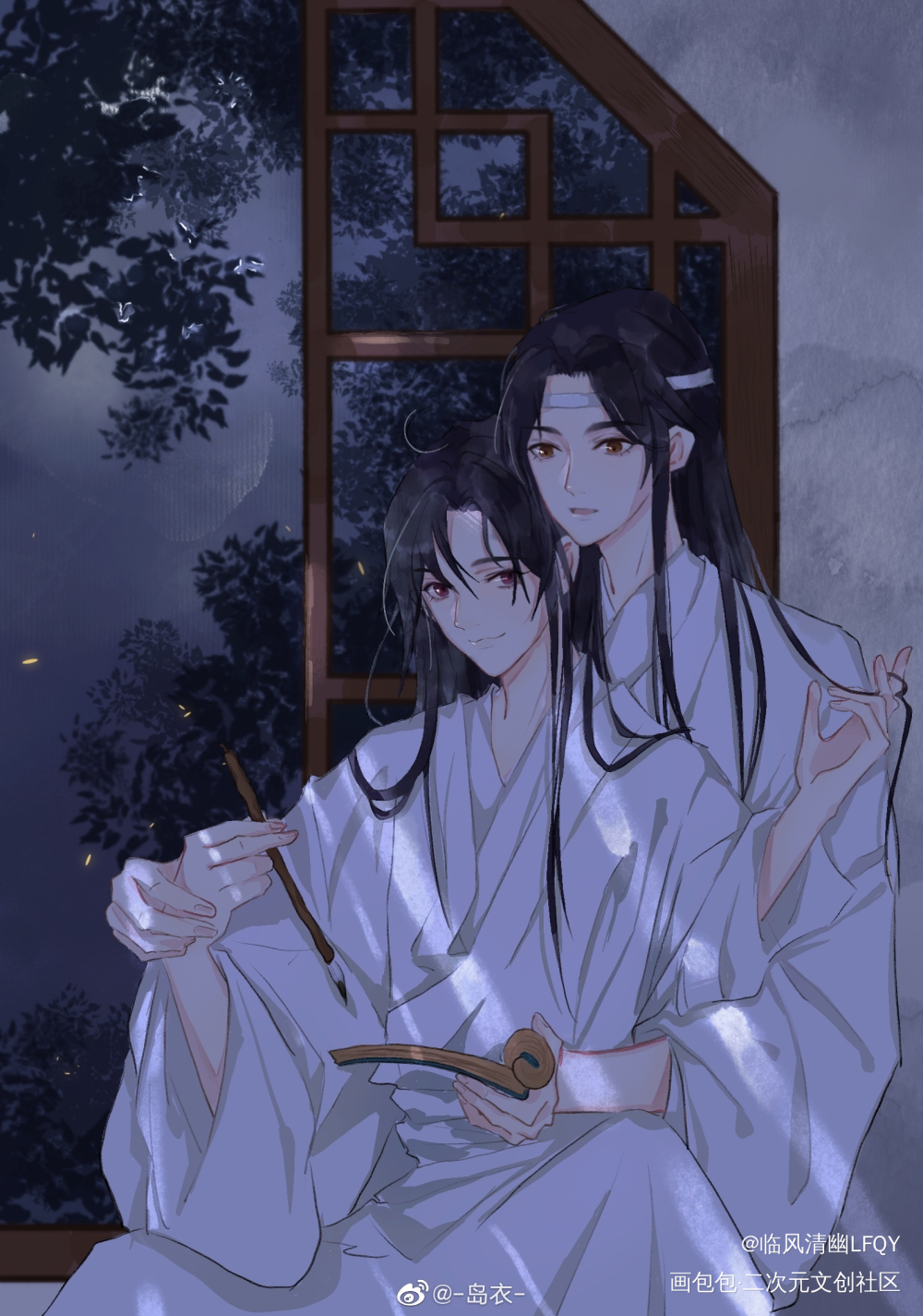 红豆不寄_魔道祖师忘羡蓝忘机魏无羡绘画作品