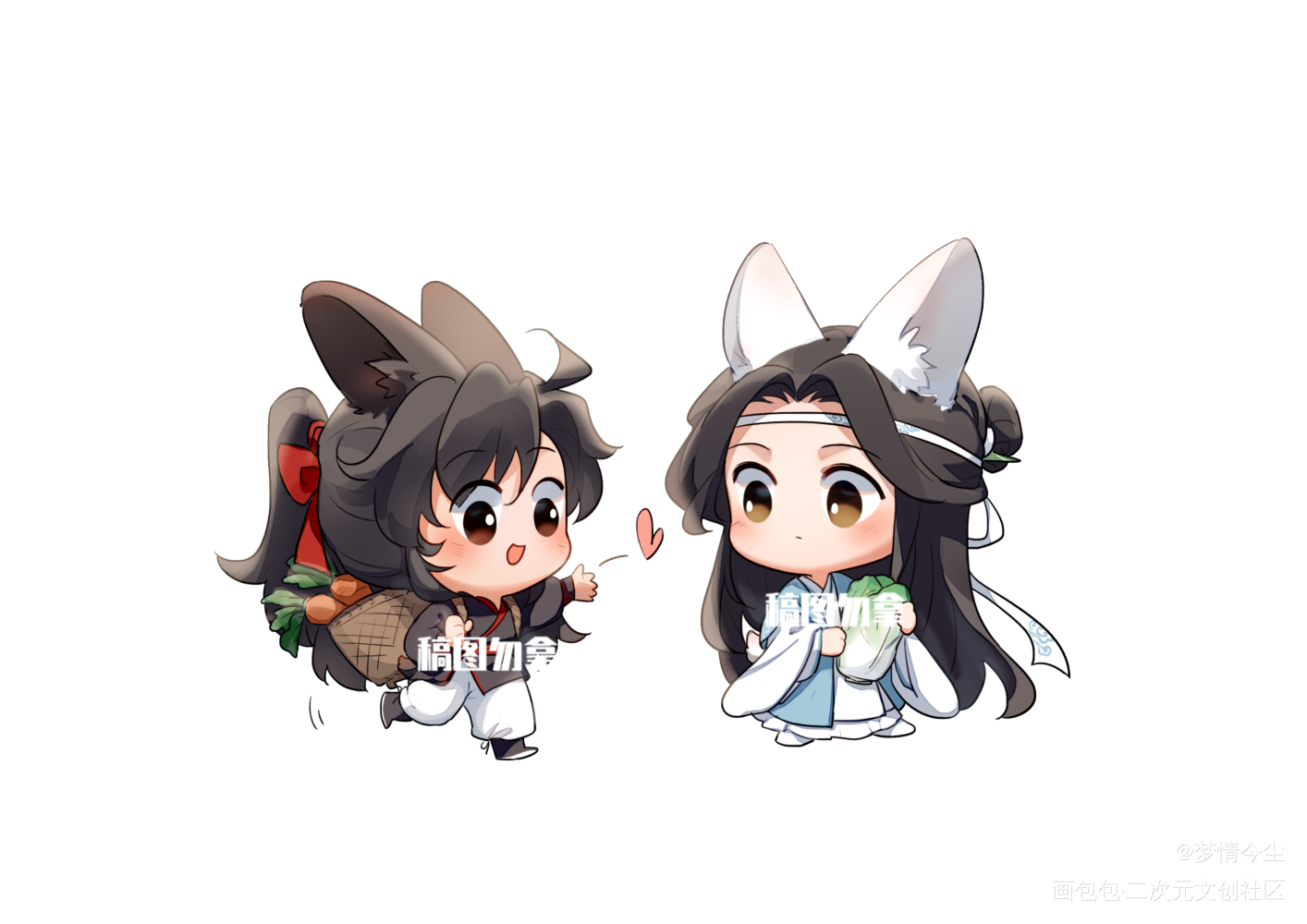 《双兔》_魔道祖师忘羡蓝忘机魏无羡绘画作品