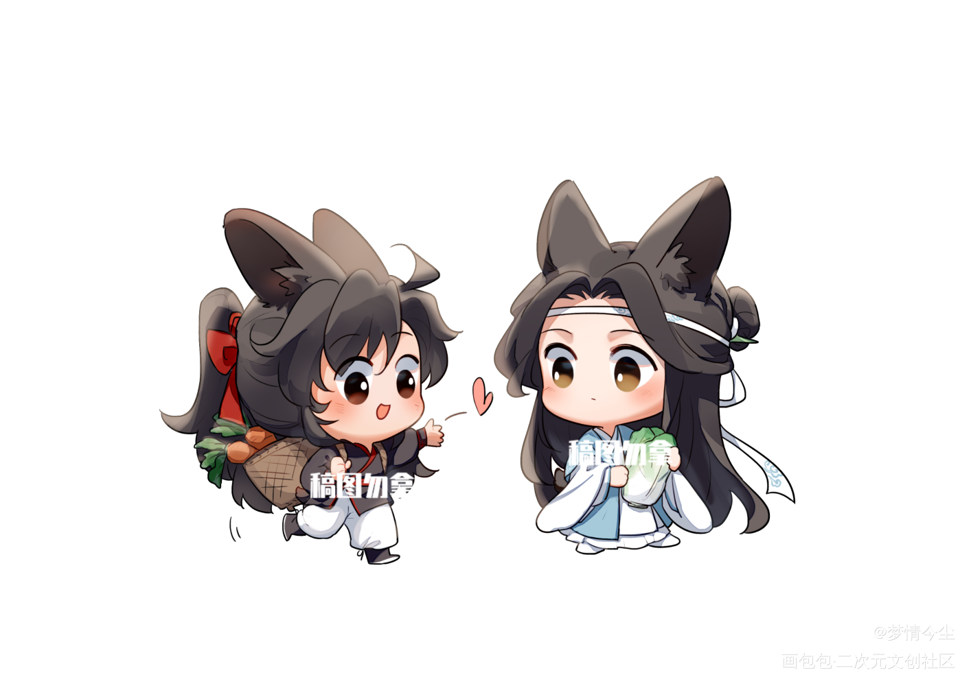《双兔》_魔道祖师忘羡蓝忘机魏无羡绘画作品