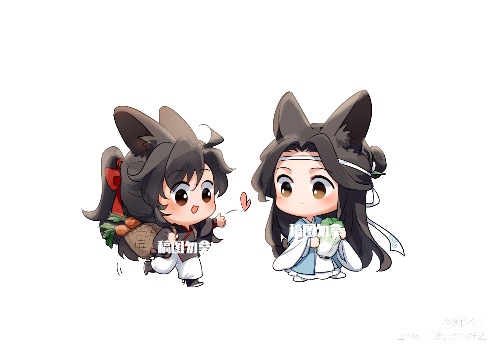 《双兔》_魔道祖师忘羡蓝忘机魏无羡绘画作品