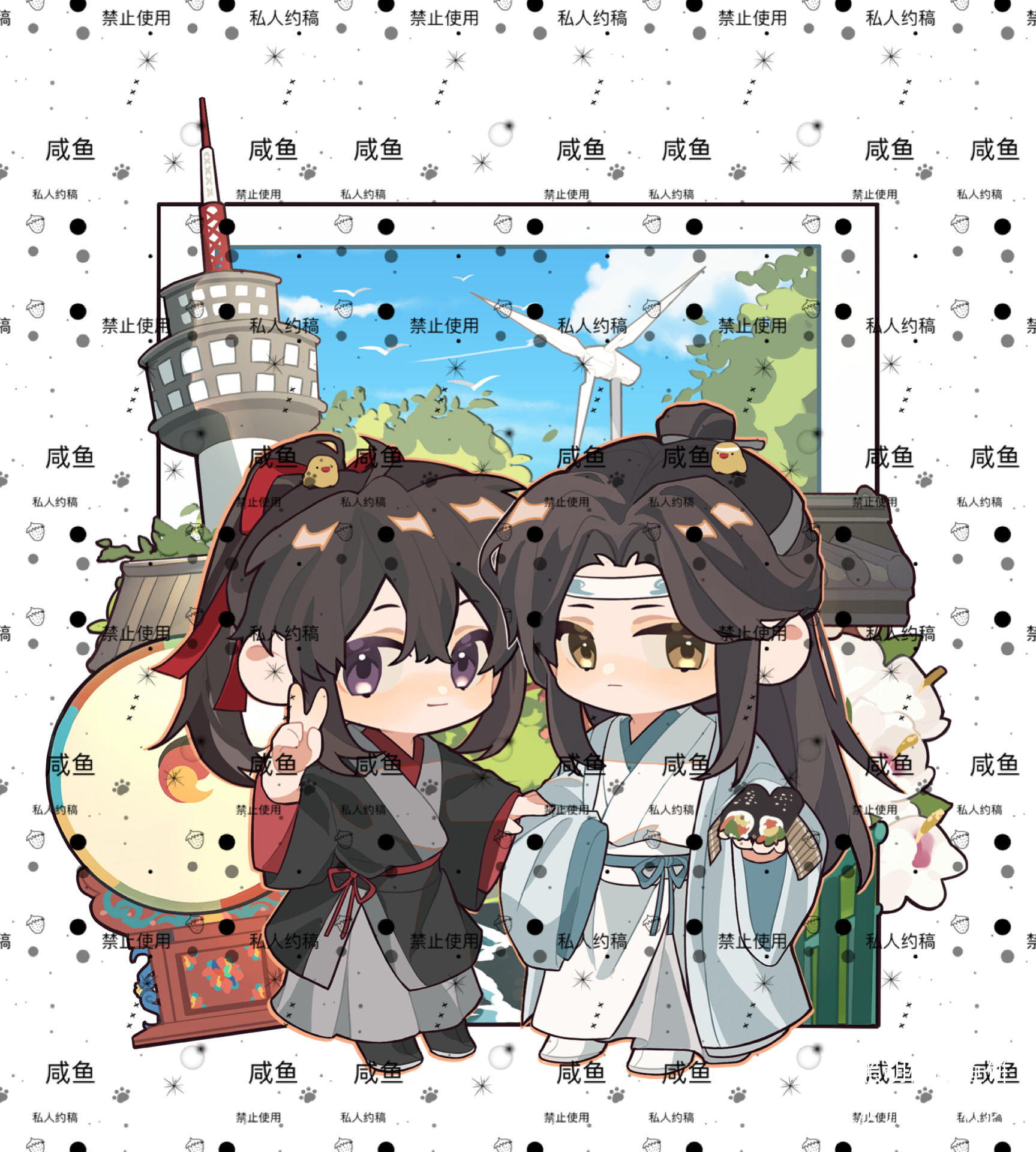 【忘羡】小叽小羡去旅游啦！_魔道祖师忘羡蓝忘机魏无羡绘画作品
