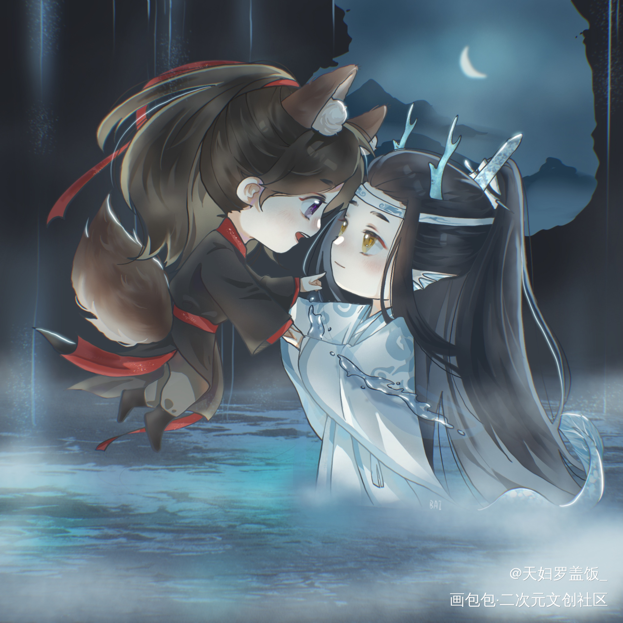 龙叽狐羡_魔道祖师忘羡蓝忘机魏无羡绘画作品