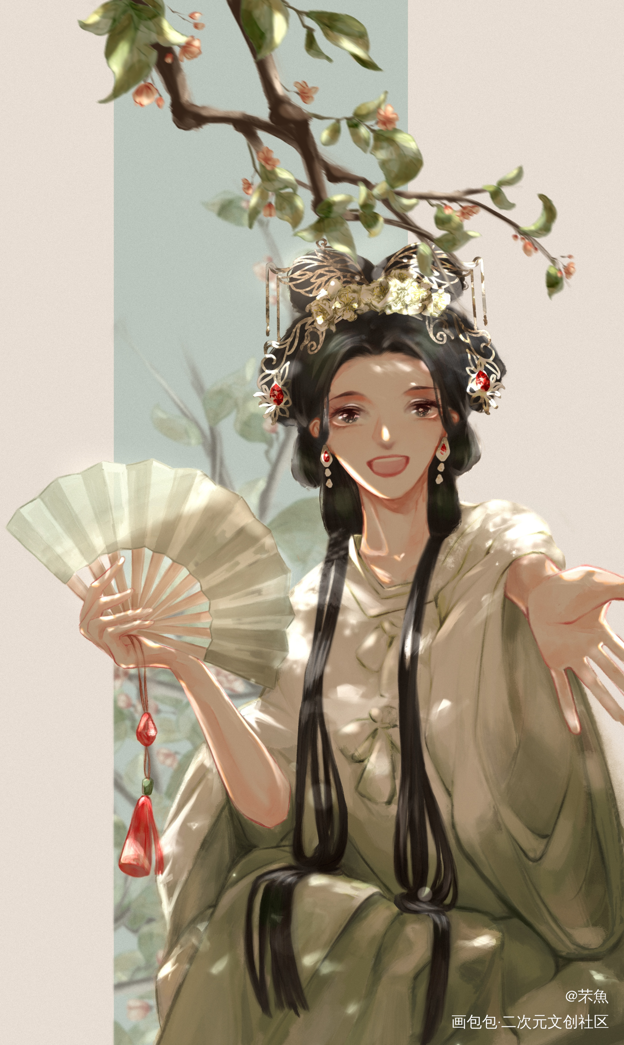 笑不笑呢?_摸鱼页古风绘画作品