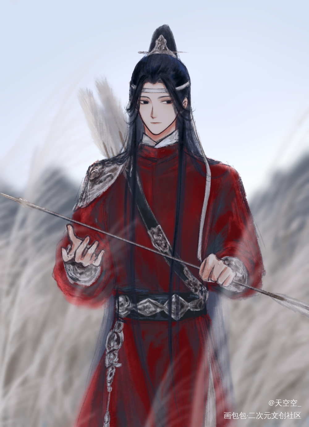 美人二哥哥_魔道祖师蓝忘机古风指绘墨香铜臭摸鱼绘画作品