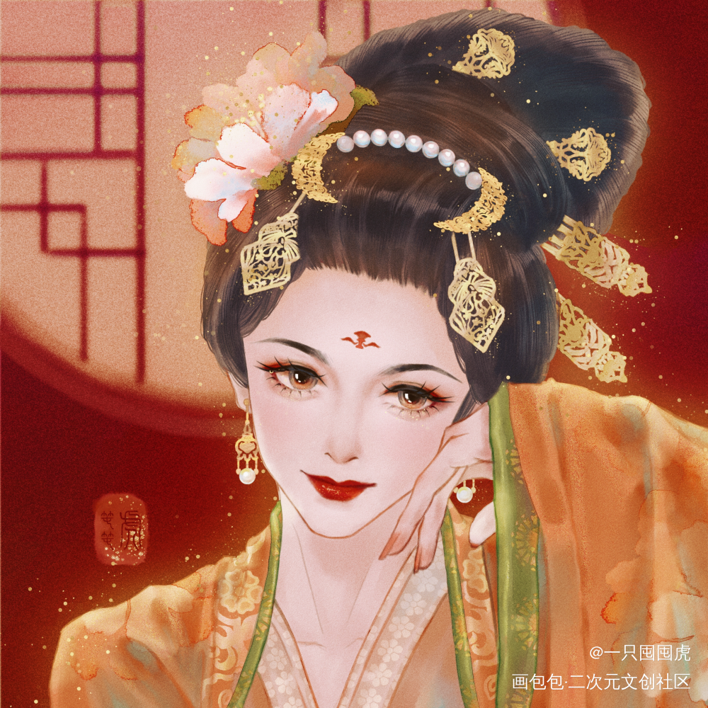《梦回长安》_板绘涂古风人物古风头像插画头像约稿板绘插画板绘绘画作品